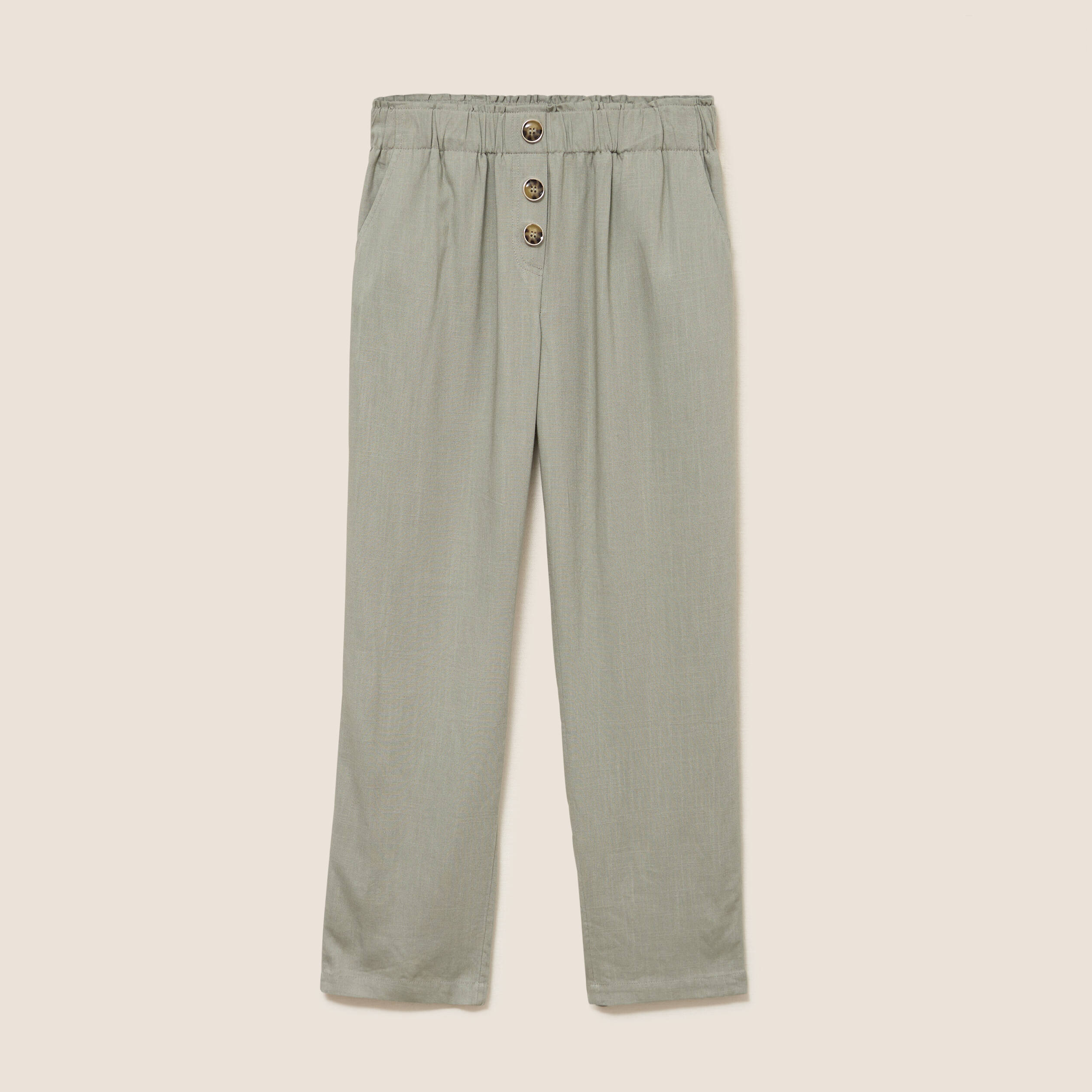 Pantalon large taille haute vert clair femme