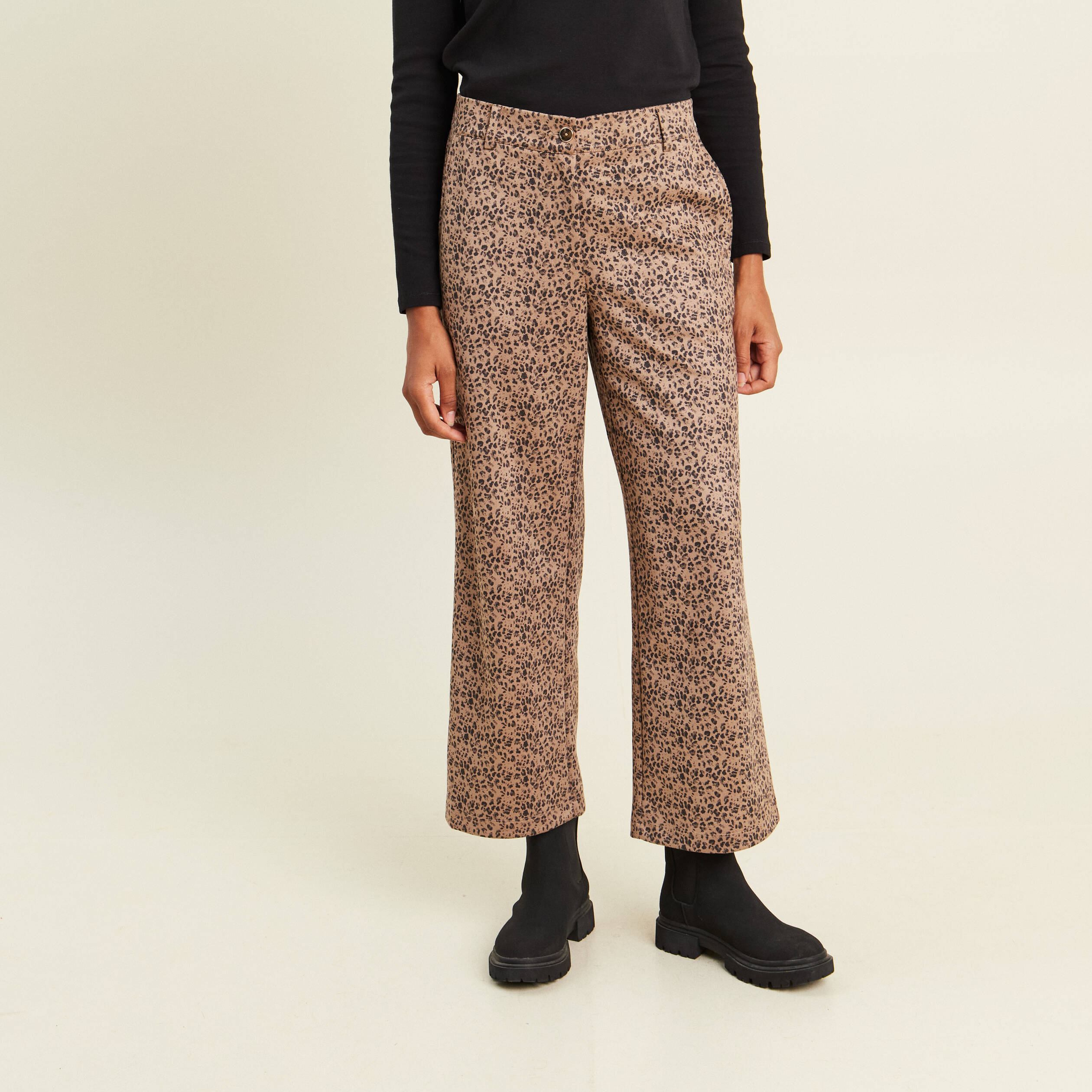 Pantalon large marron femme