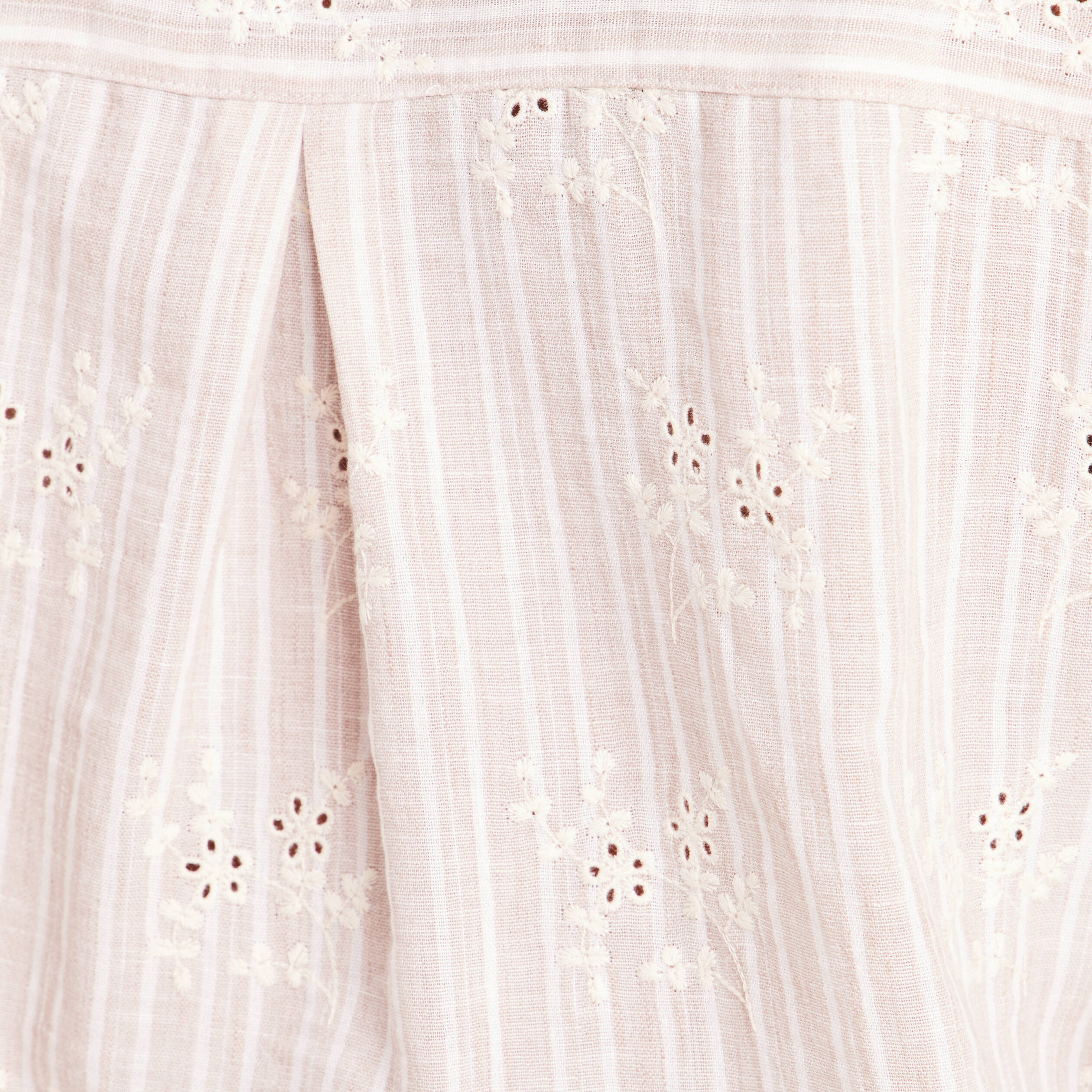 Chemise ample courte avec broderie marron chocolat femme