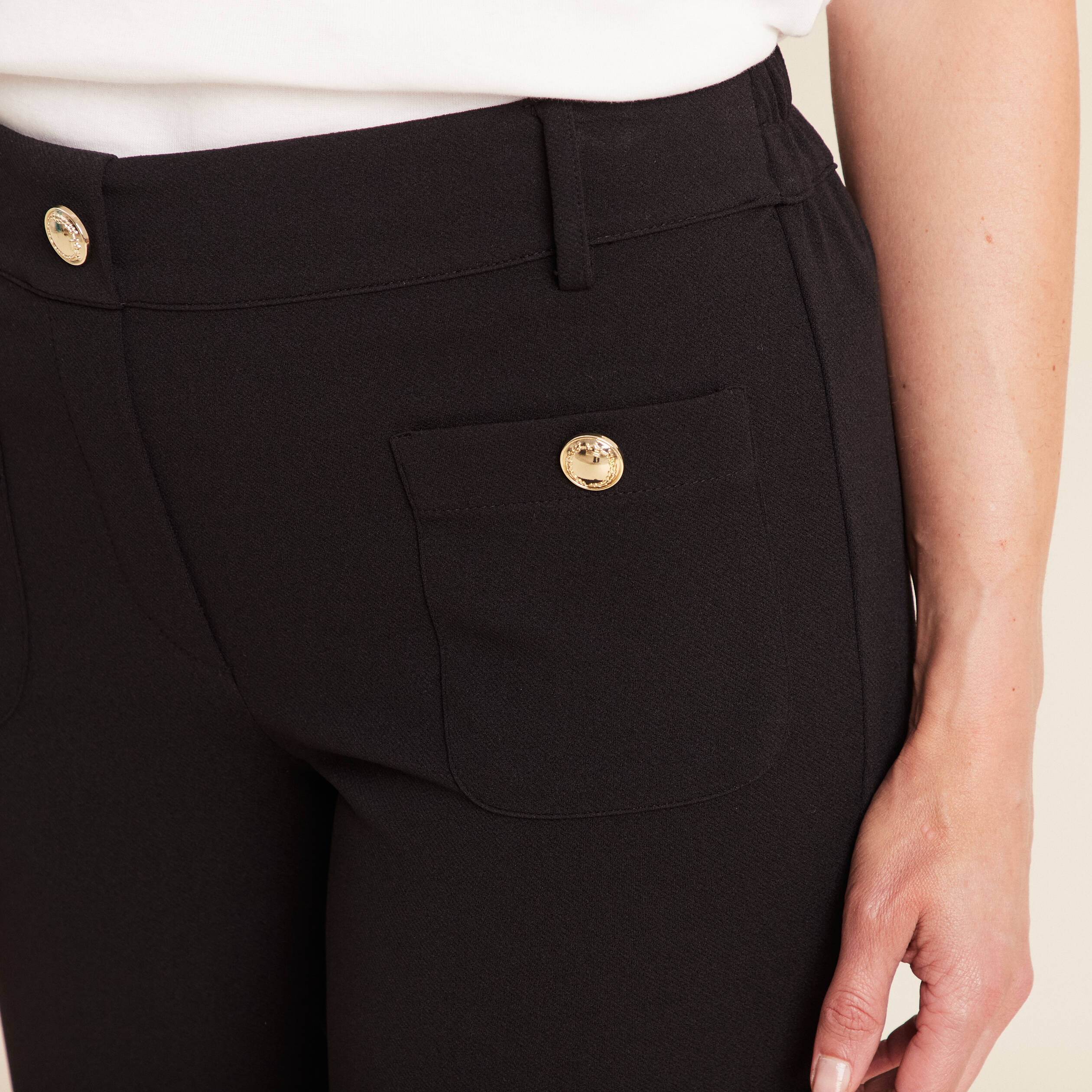 Pantalon coupe droite taille haute noir femme