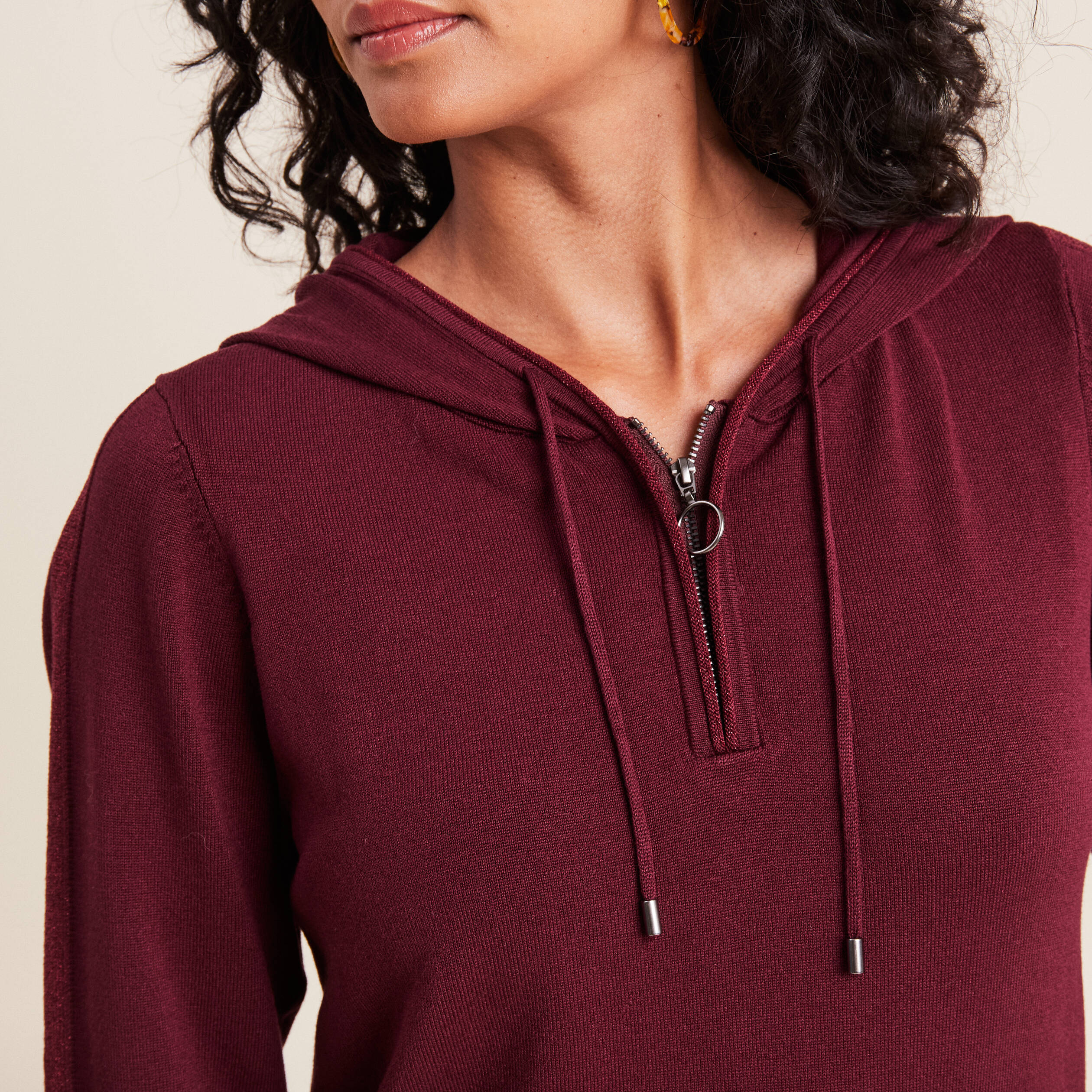 Pull manches longues bordeaux femme