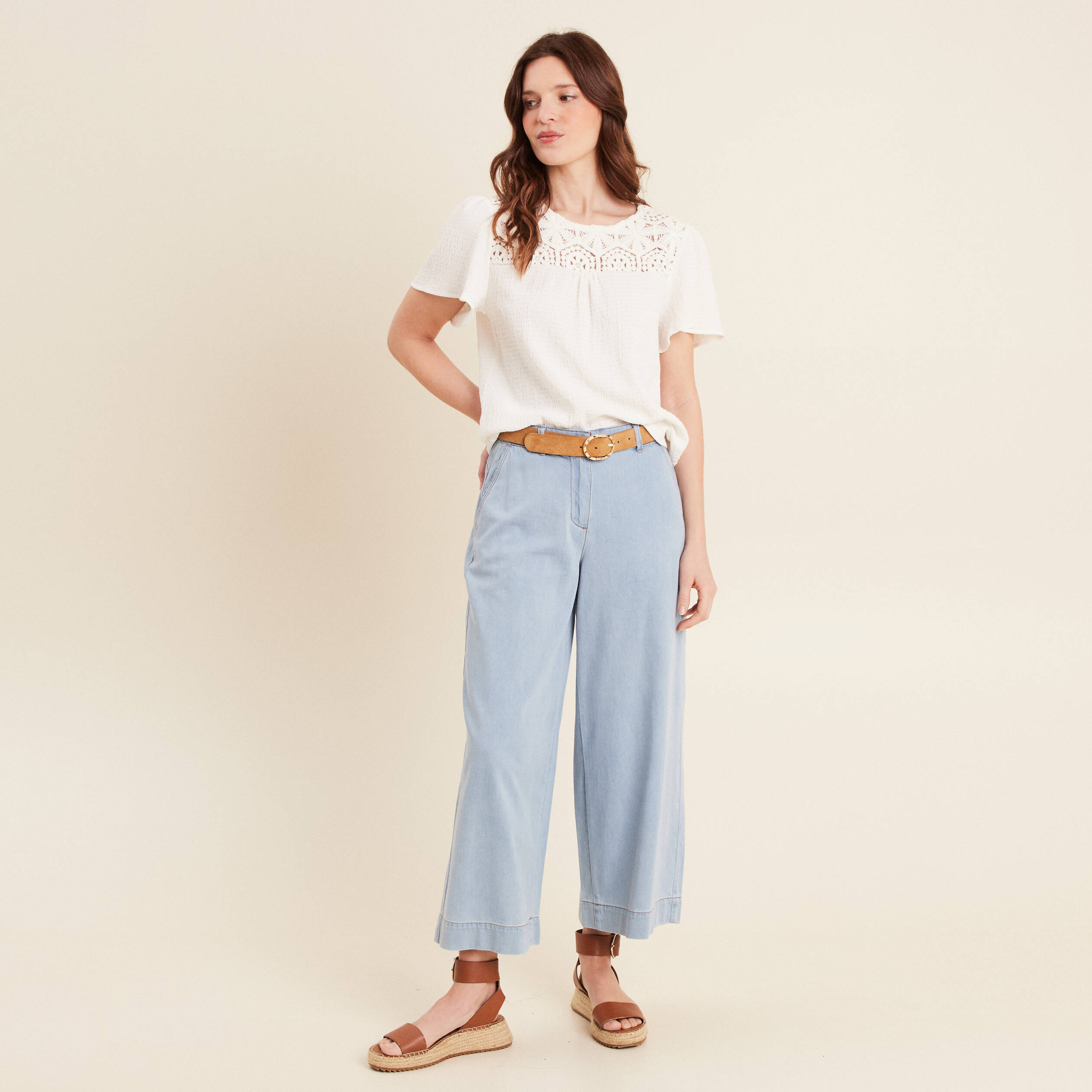 t shirt manches courtes ecru femme T-shirt manches courtes ecru femme