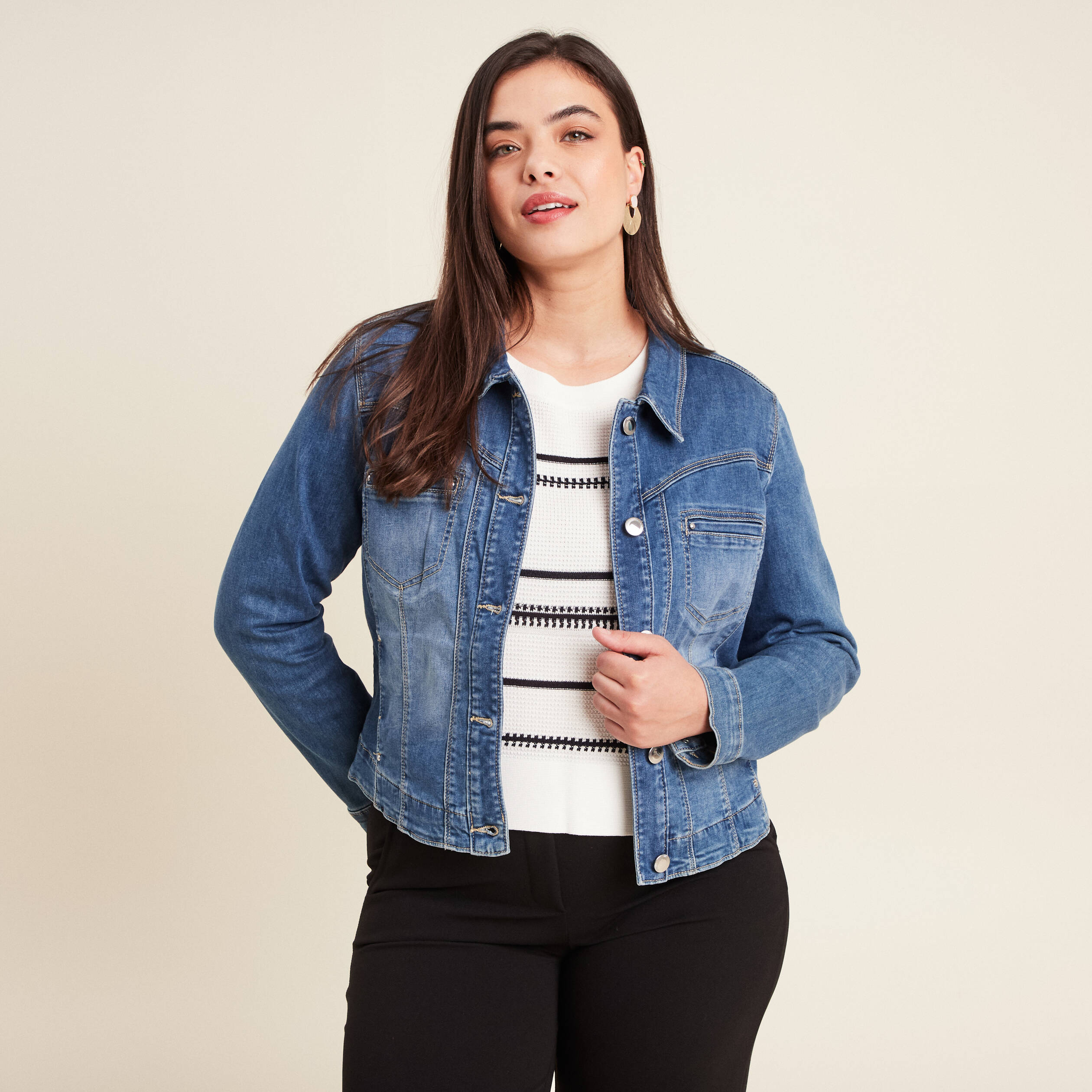 blouson en jean denim double stone femme Blouson en jean denim double stone femme