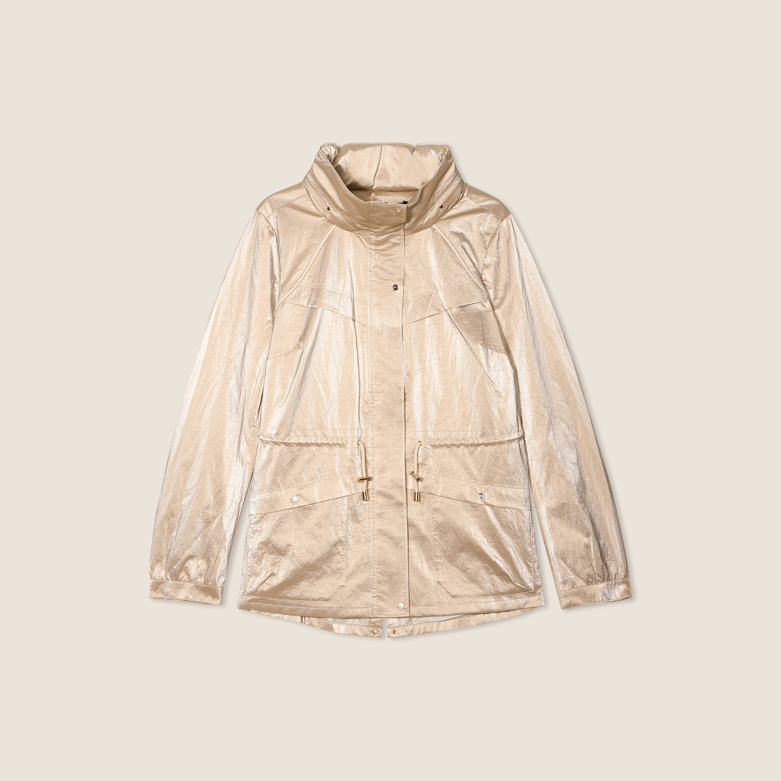 parka courte metallisee beige femme Parka courte métallisée beige femme