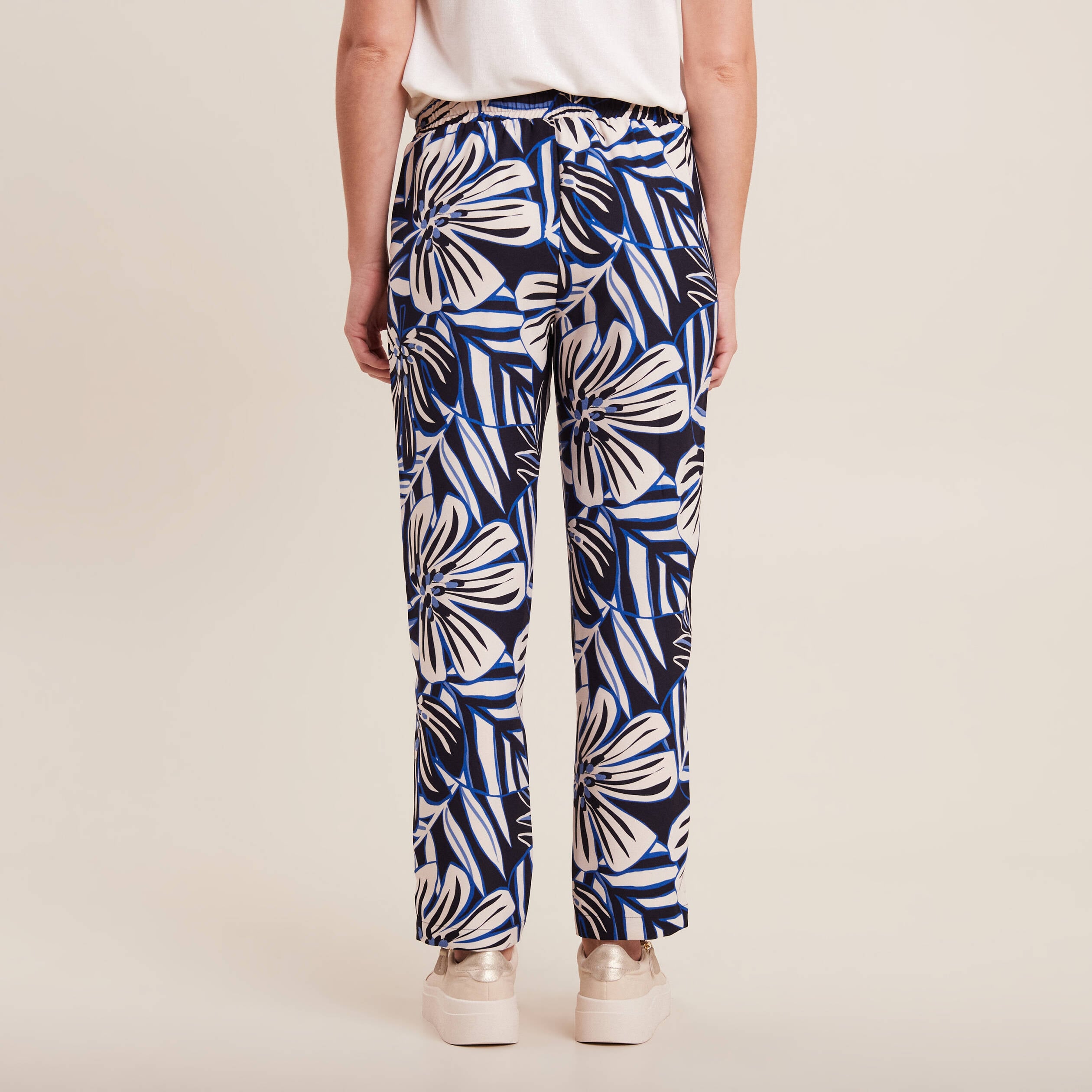Pantalon carotte fluide 7/8&egrave;me bleu femme