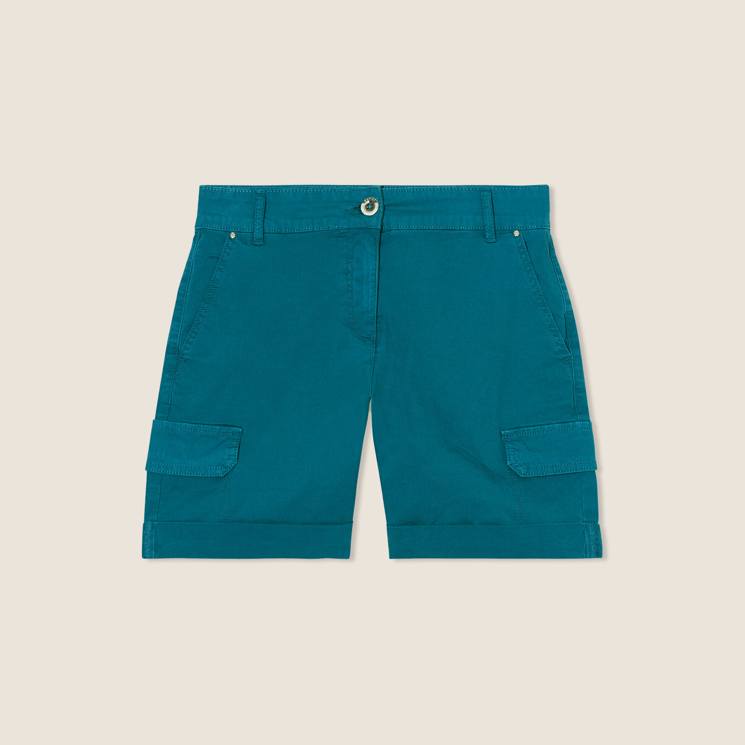 short ajuste a rabats vert femme Short ajusté à rabats vert femme