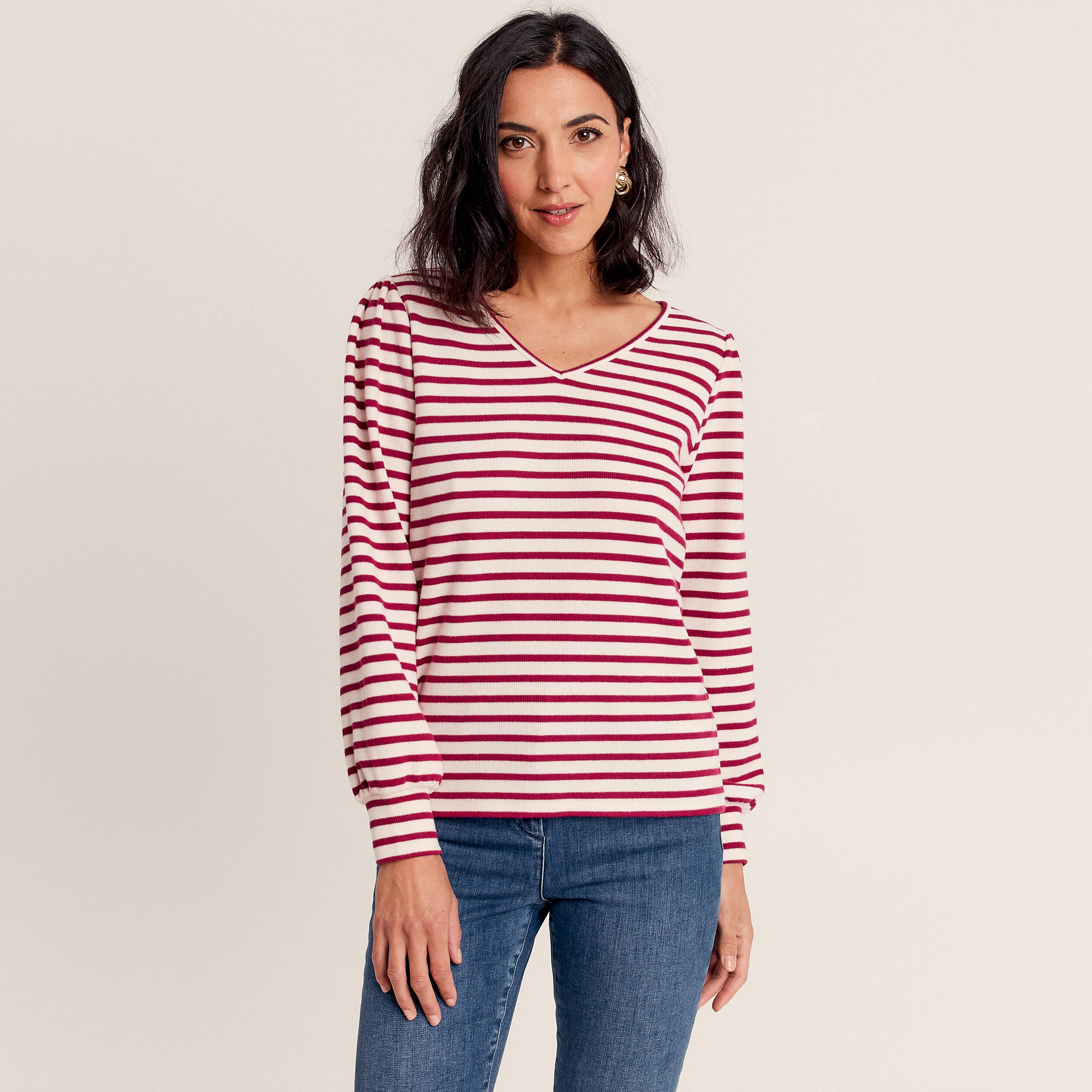 T-shirt manches longues rose fushia femme