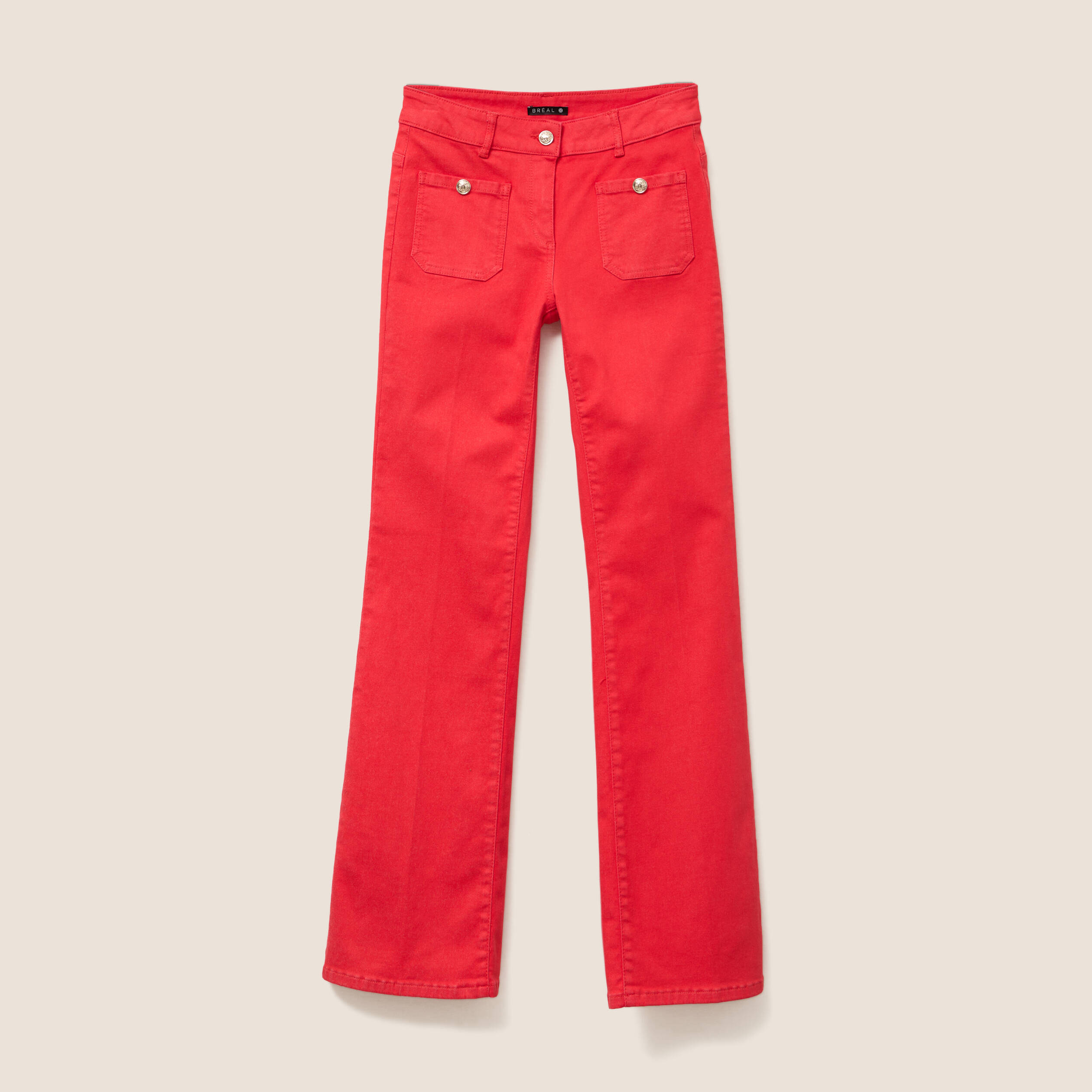 pantalon bootcut taille basculee rouge femme Pantalon bootcut taille basculée rouge femme