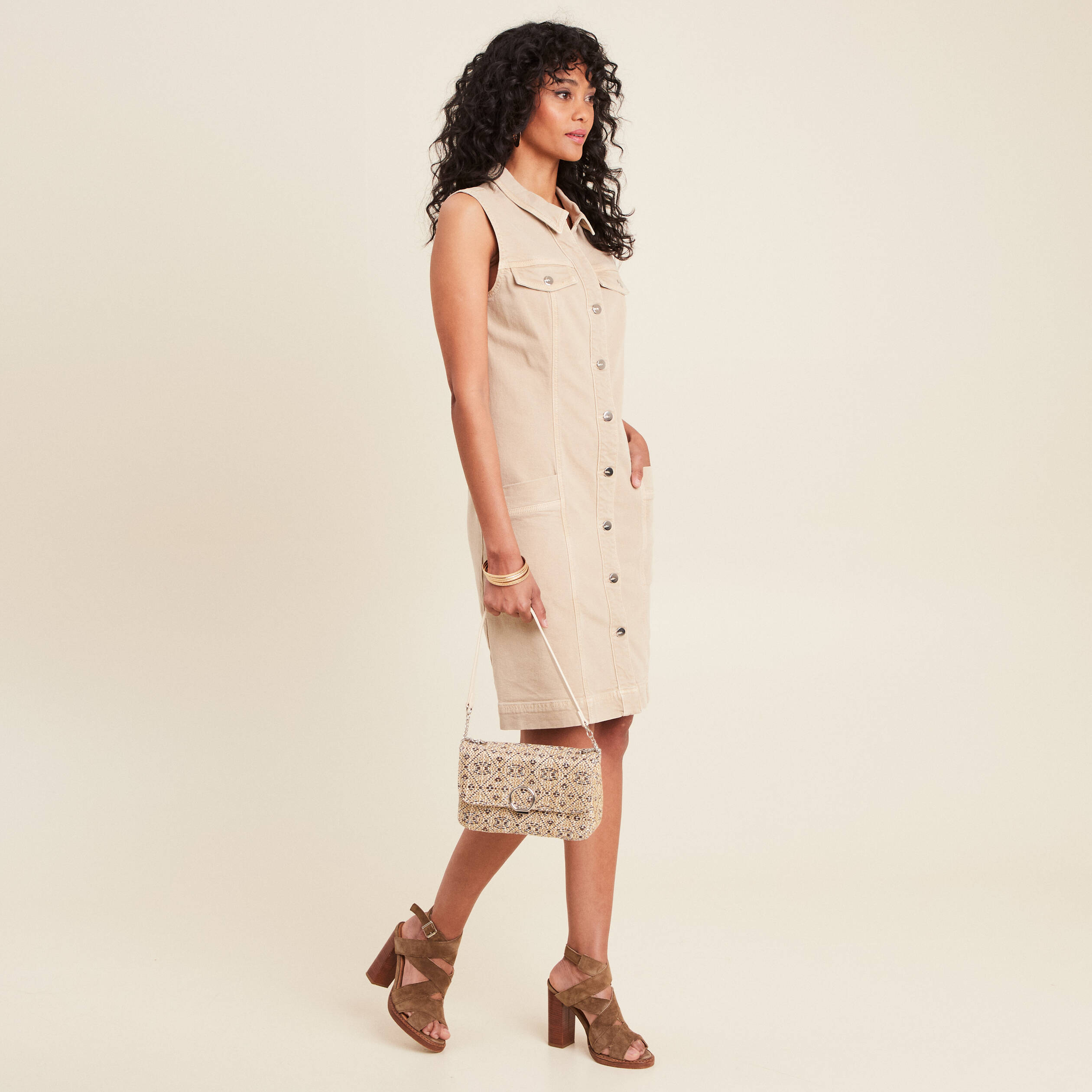 robe droite en jean denim beige femme Robe droite en jean denim beige femme