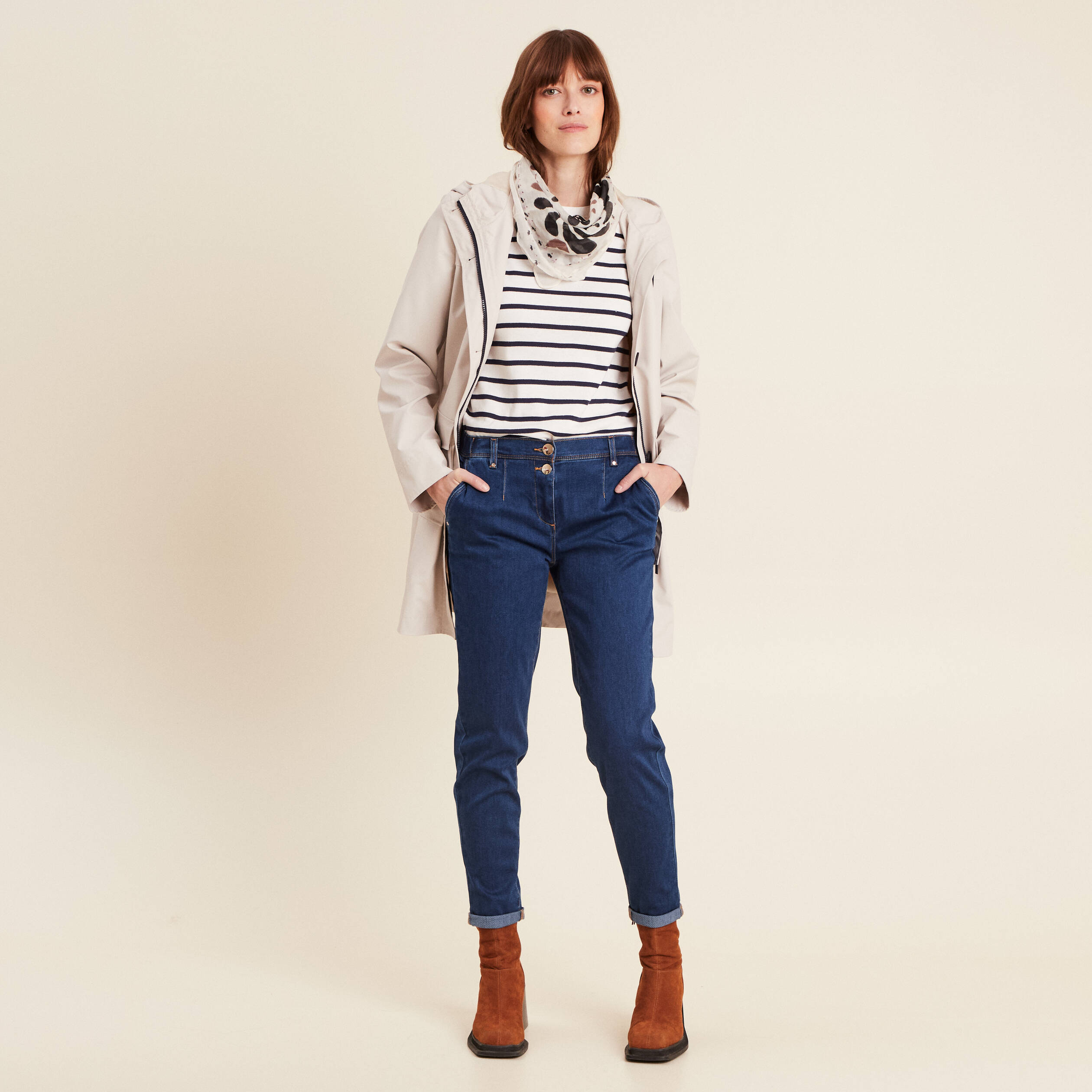 jean chino 78eme denim stone femme Jean chino 7/8ème denim stone femme