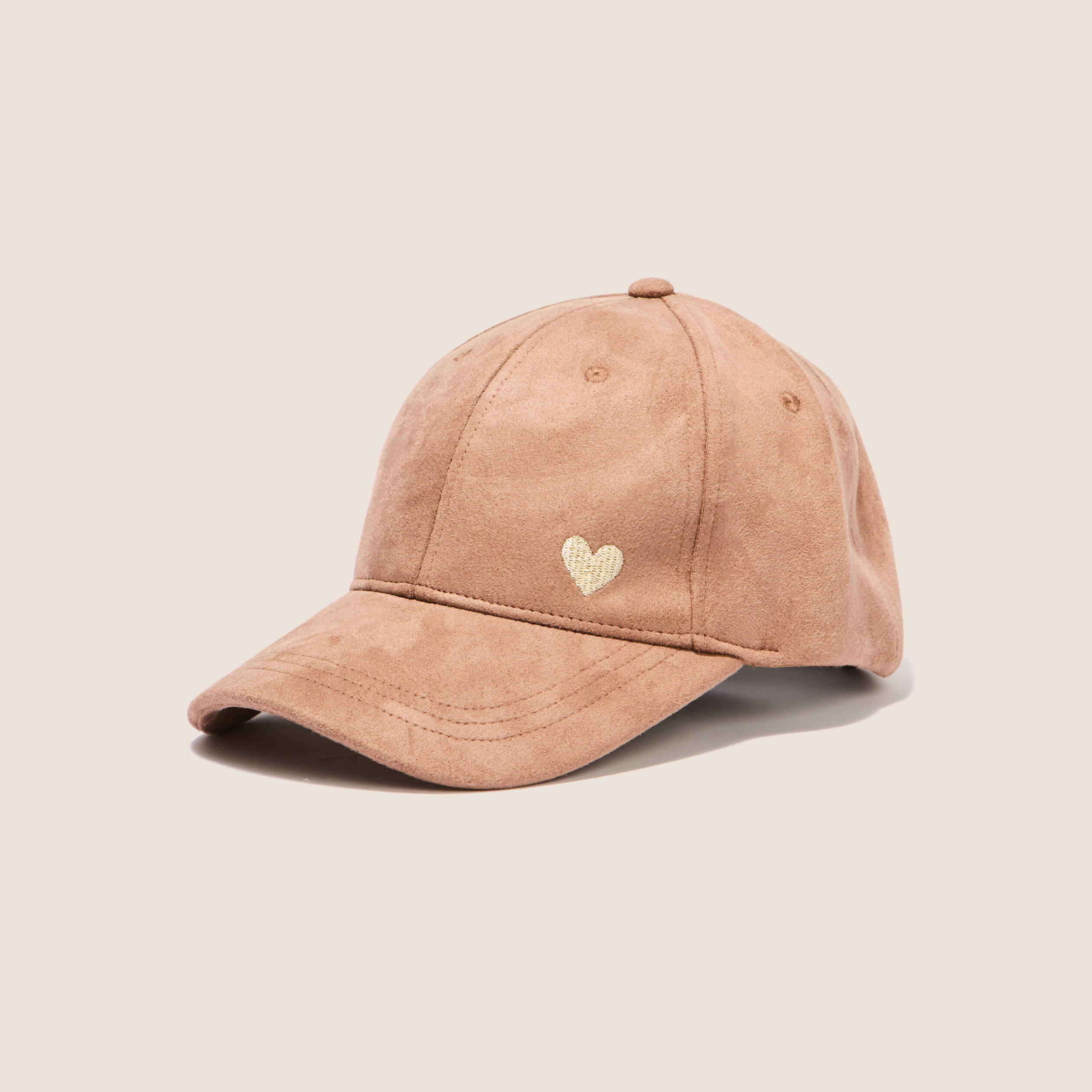 Casquette avec broderie marron clair femme