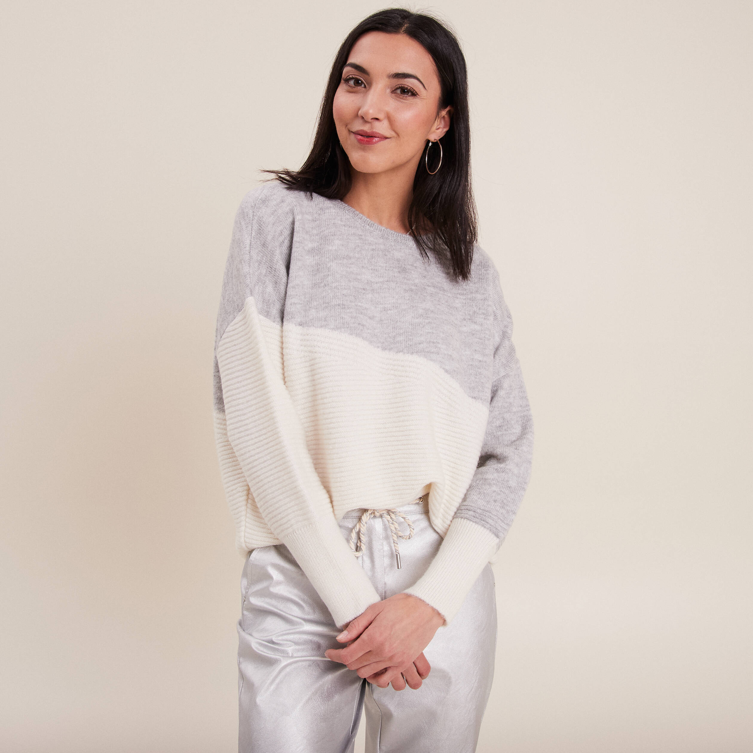 pull manches longues gris femme Pull manches longues gris femme