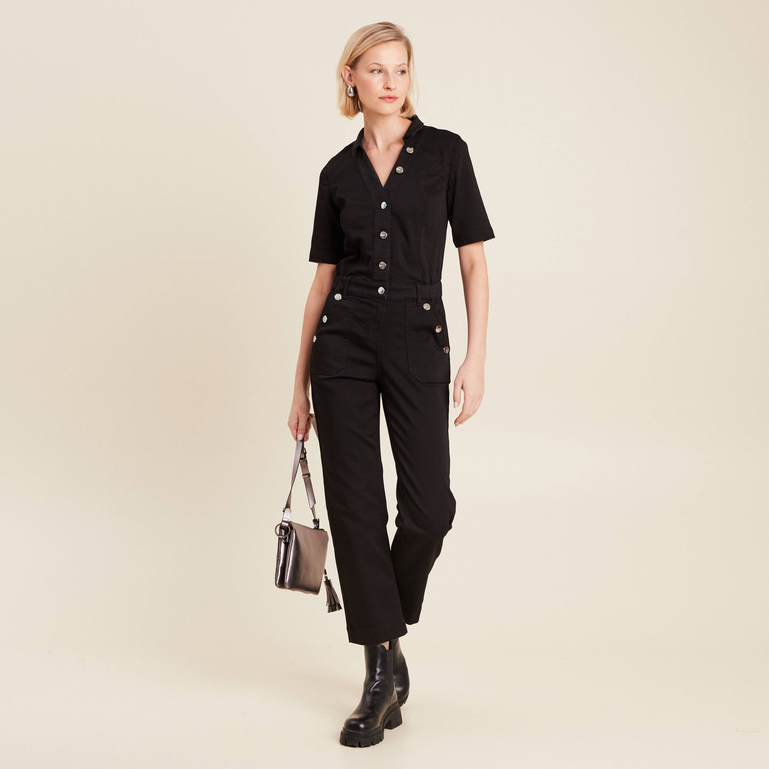 combinaison pantalon en jean noir femme Combinaison pantalon en jean noir femme