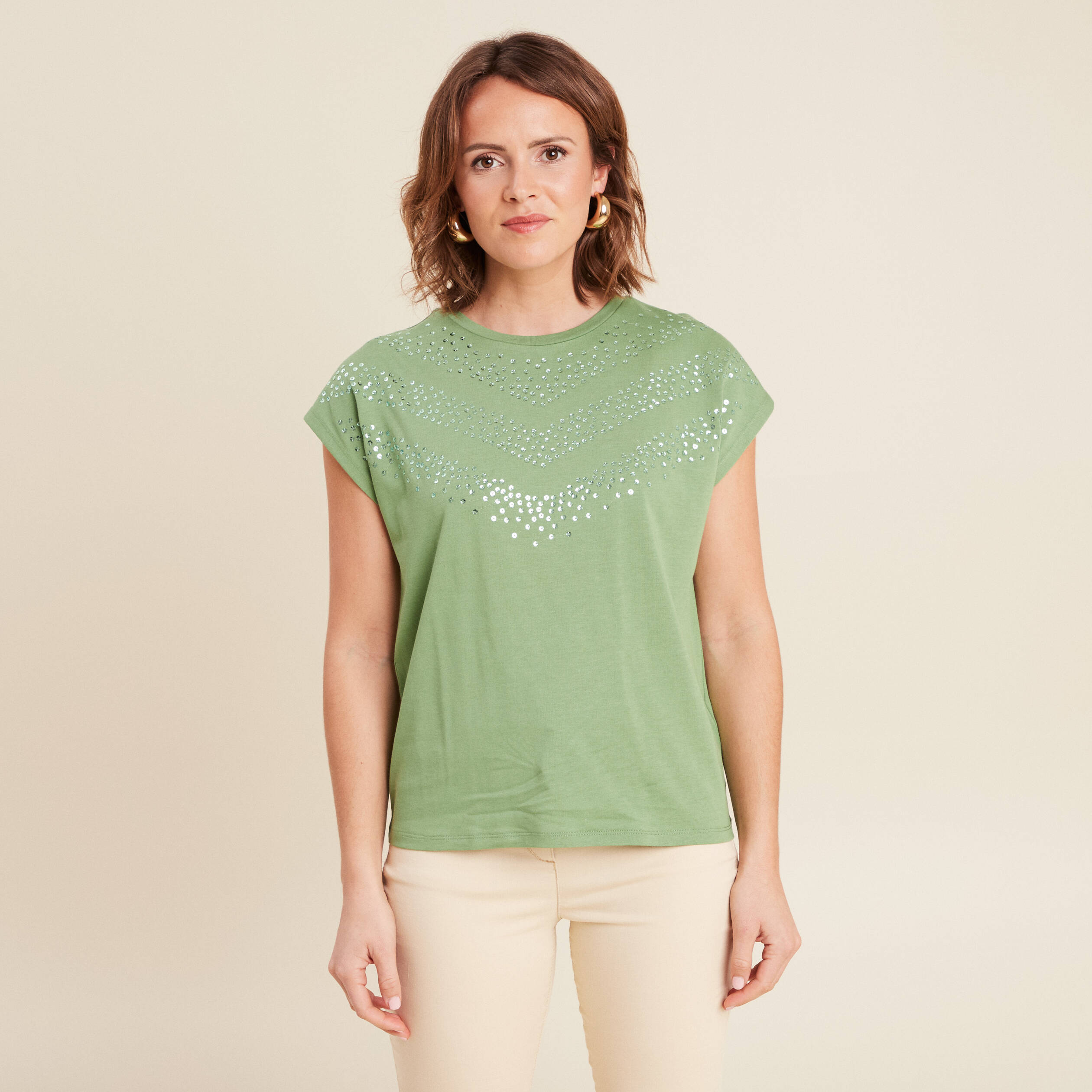t shirt manches courtes vert femme T-shirt manches courtes vert femme