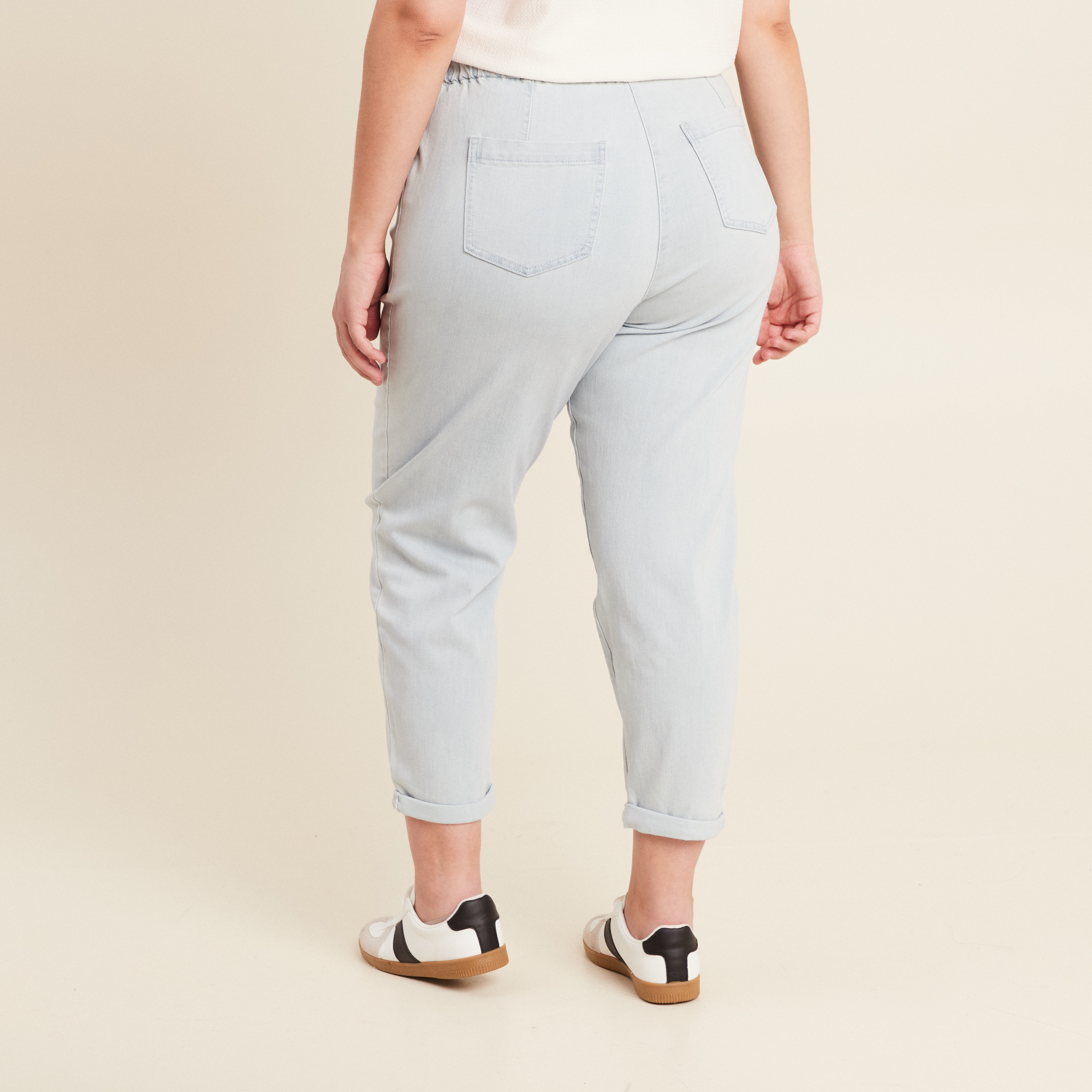 jean large a coulisse denim bleach femme Jean large à coulisse denim bleach femme
