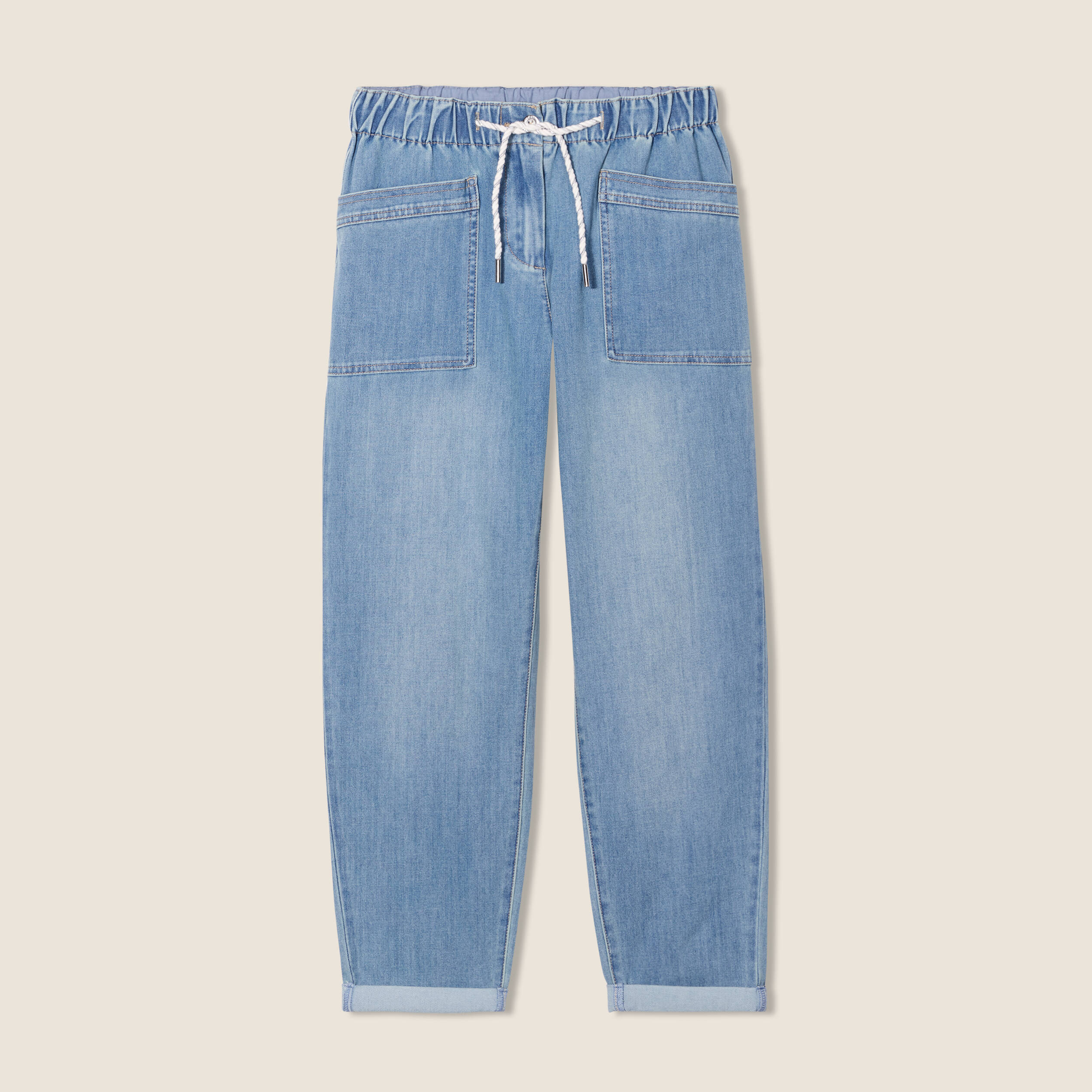 Jean coupe mom 7/8&egrave;me denim double stone femme