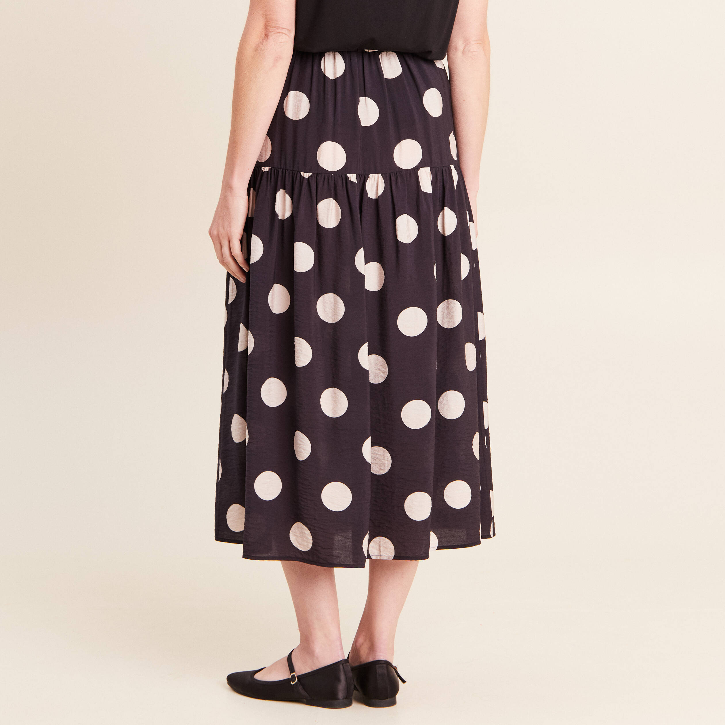Jupon &agrave; pois noir femme