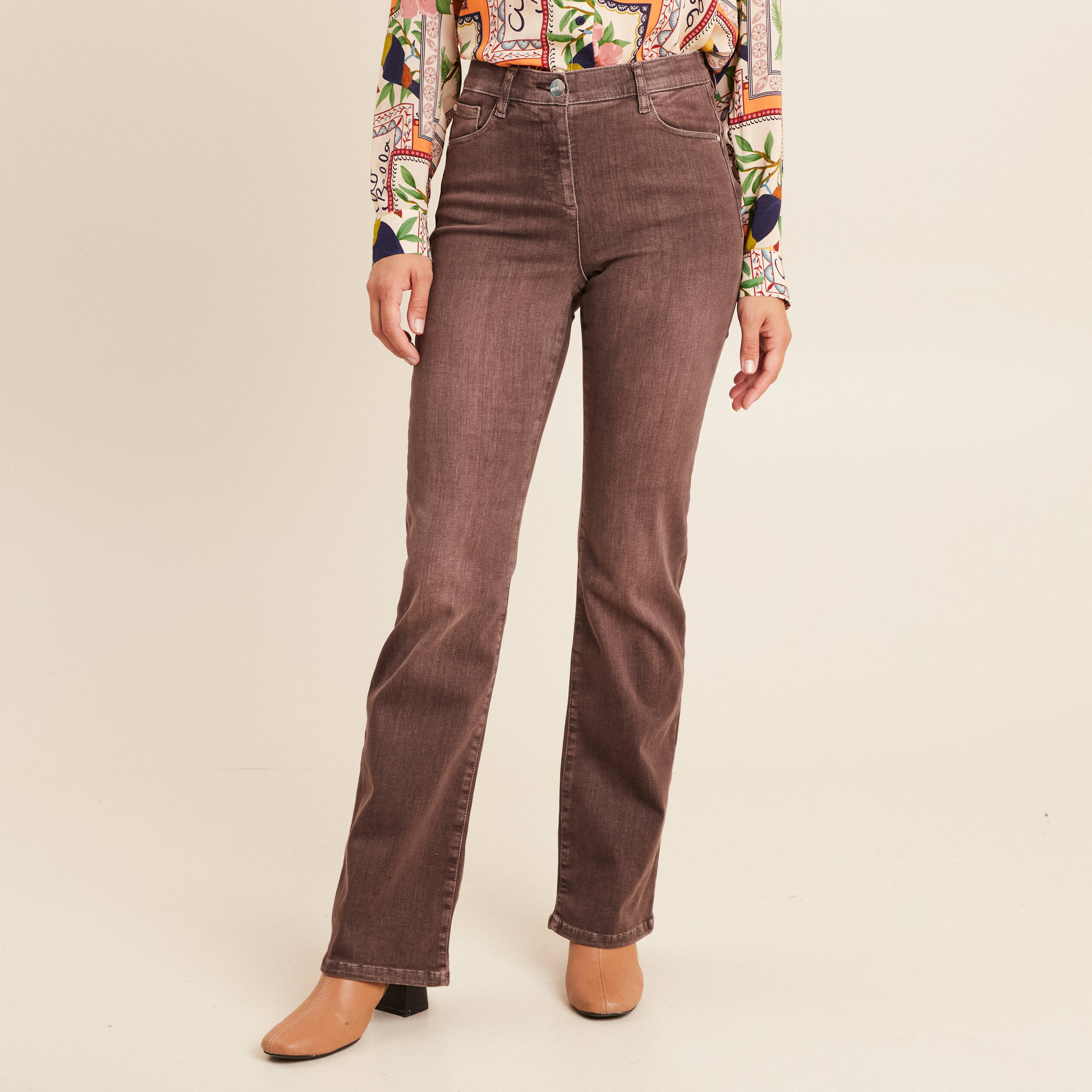 Jean magique L'Unique coupe bootcut marron clair femme