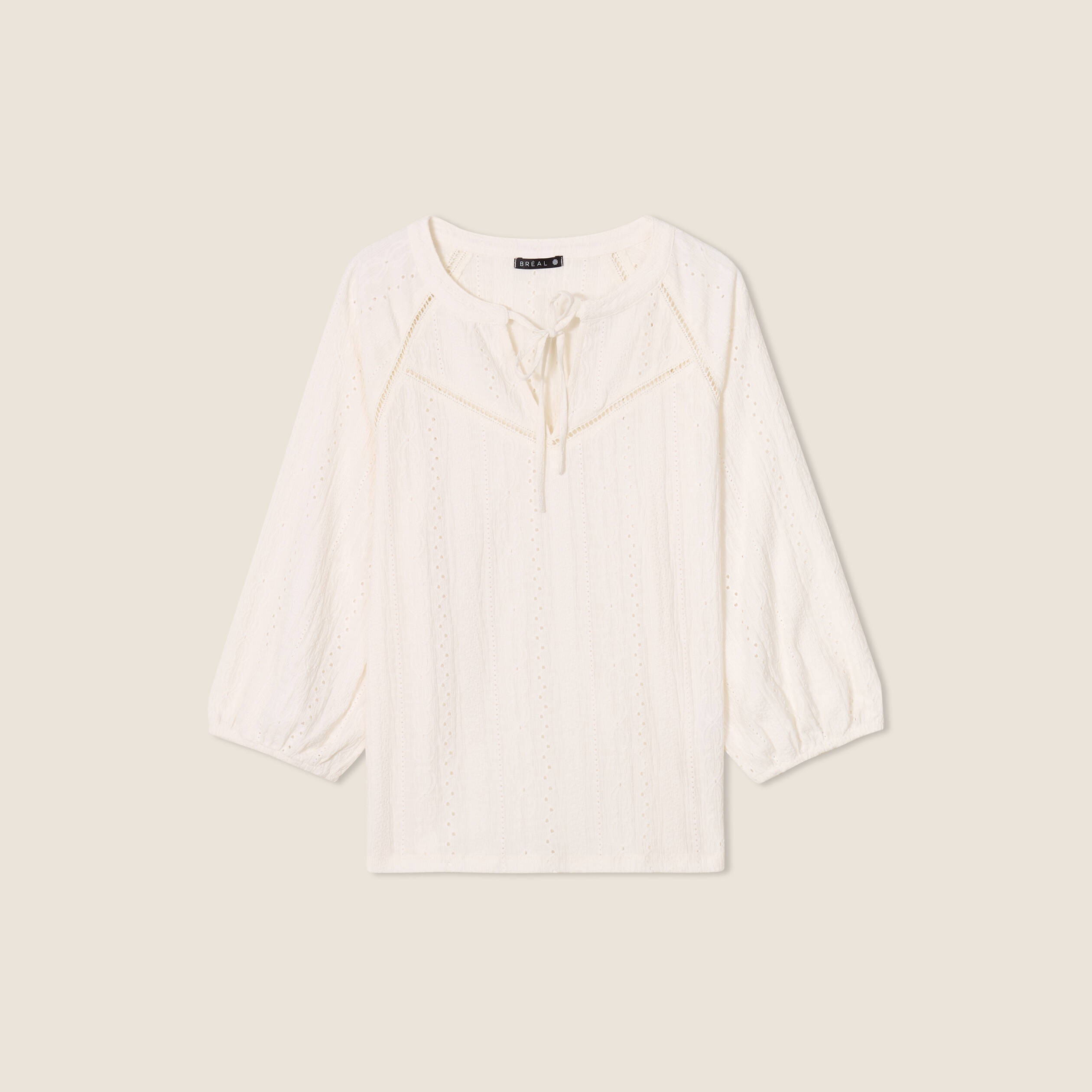 blouse manches 34 ecru femme Blouse manches 3/4 ecru femme