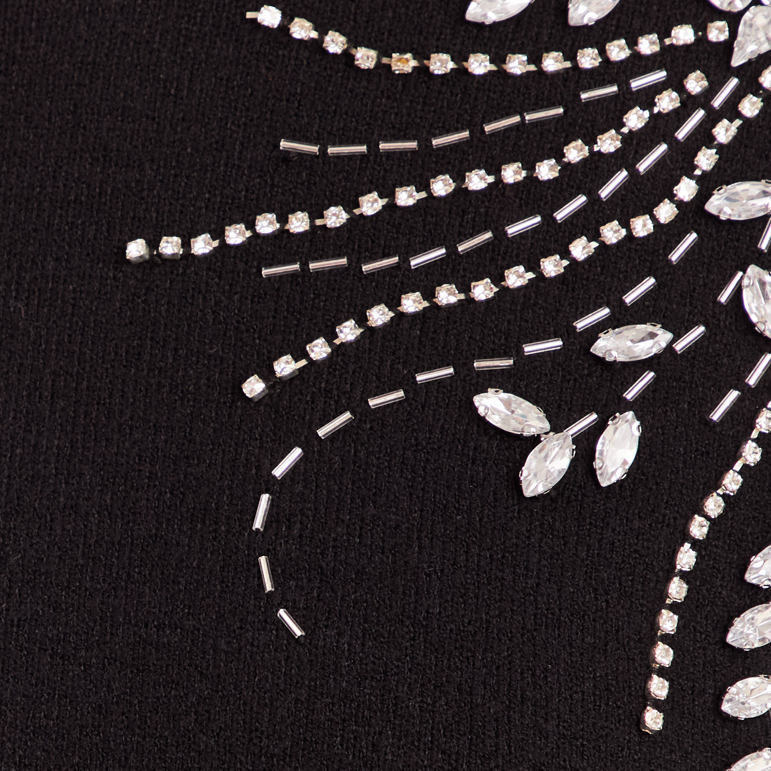 Pull col montant manches longues strass noir femme