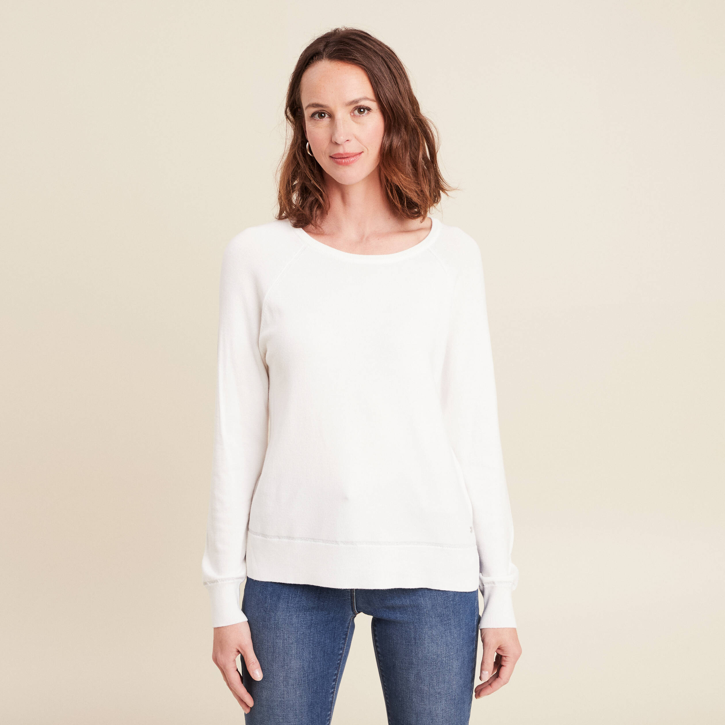 pull col rond ecru femme Pull col rond ecru femme