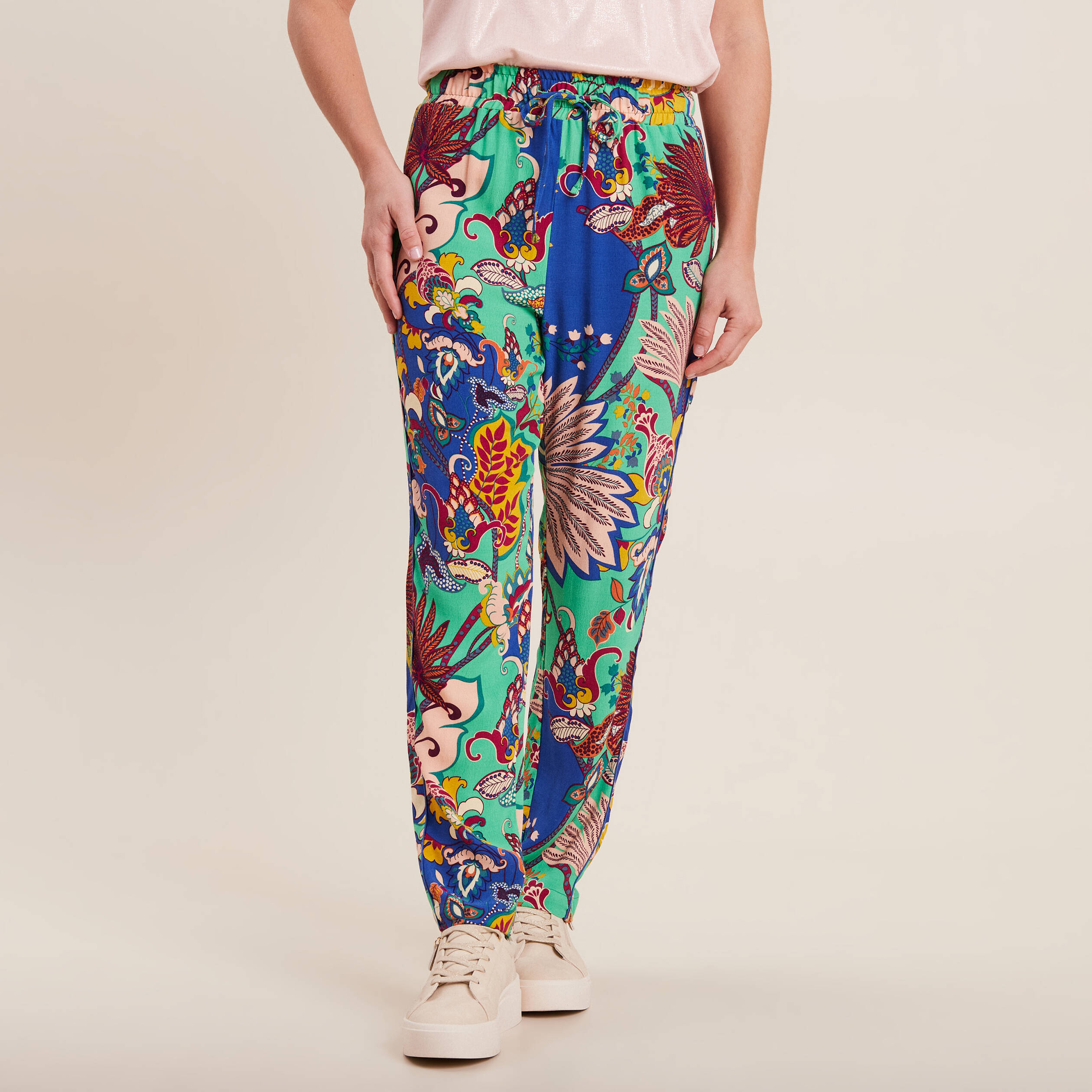 pantalon carotte fluide 78eme vert femme Pantalon carotte fluide 7/8ème vert femme