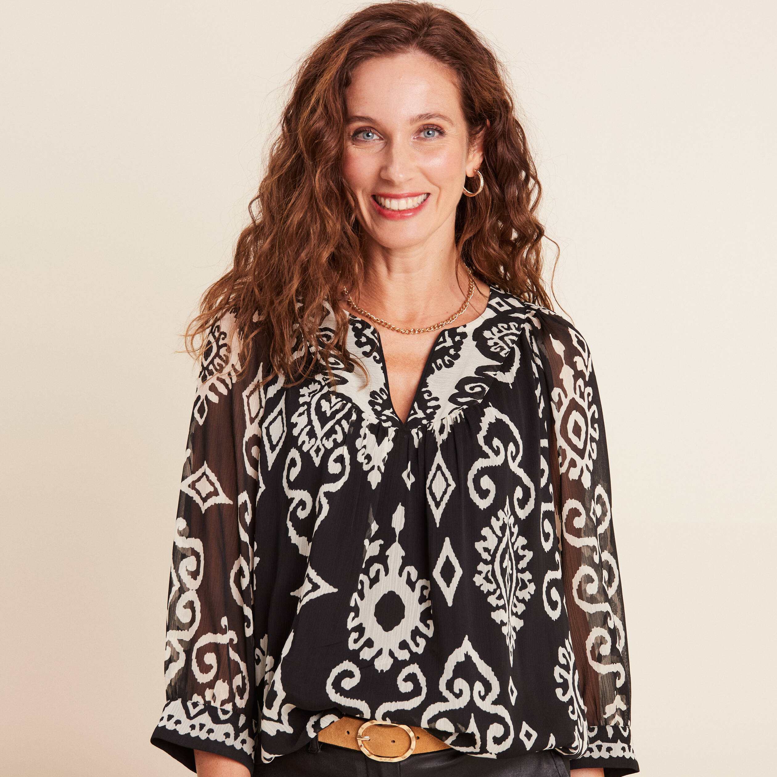 blouse manches 34 noir femme Blouse manches 3/4 noir femme