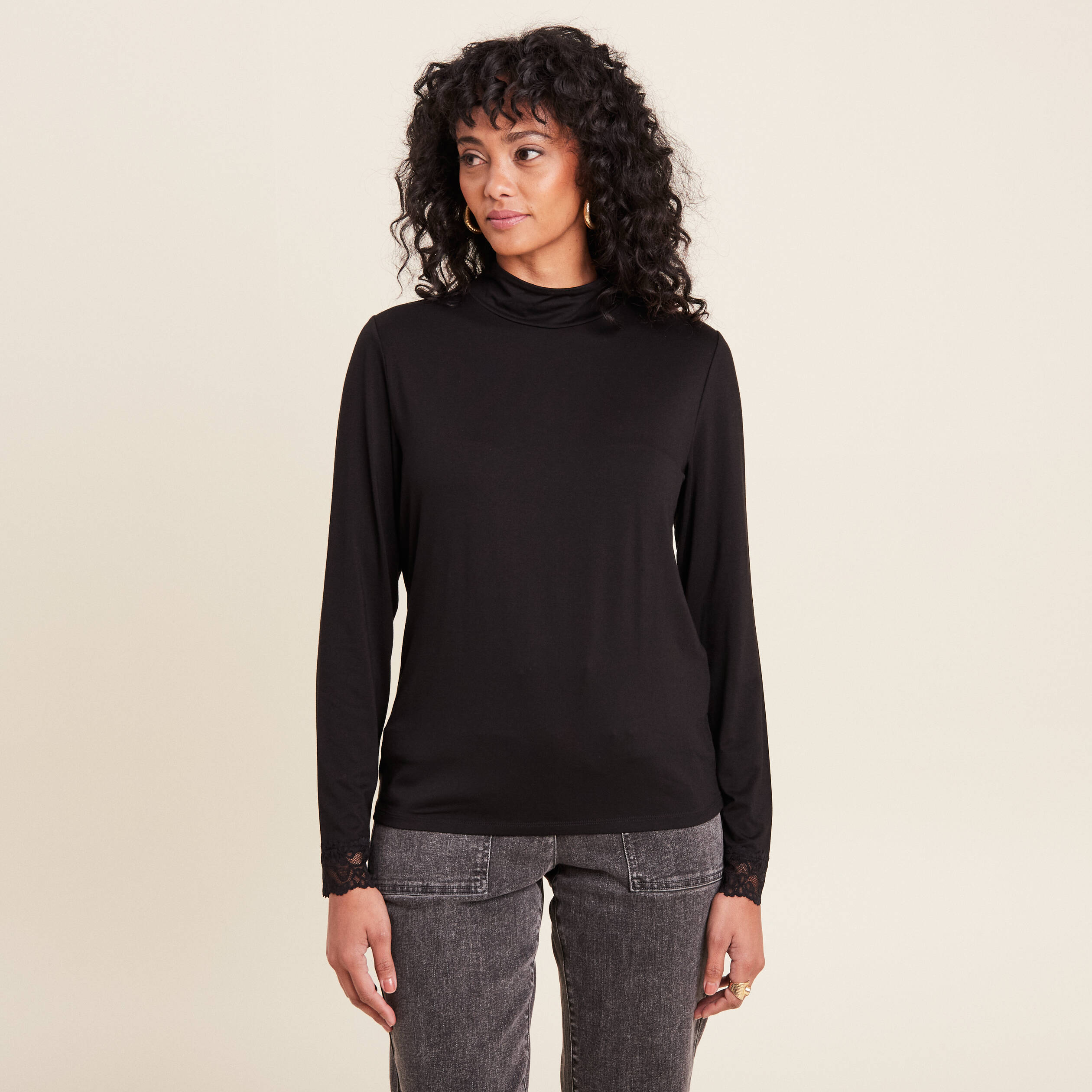 t shirt thermo douceur manches longues noir femme T-shirt thermo-douceur manches longues noir femme