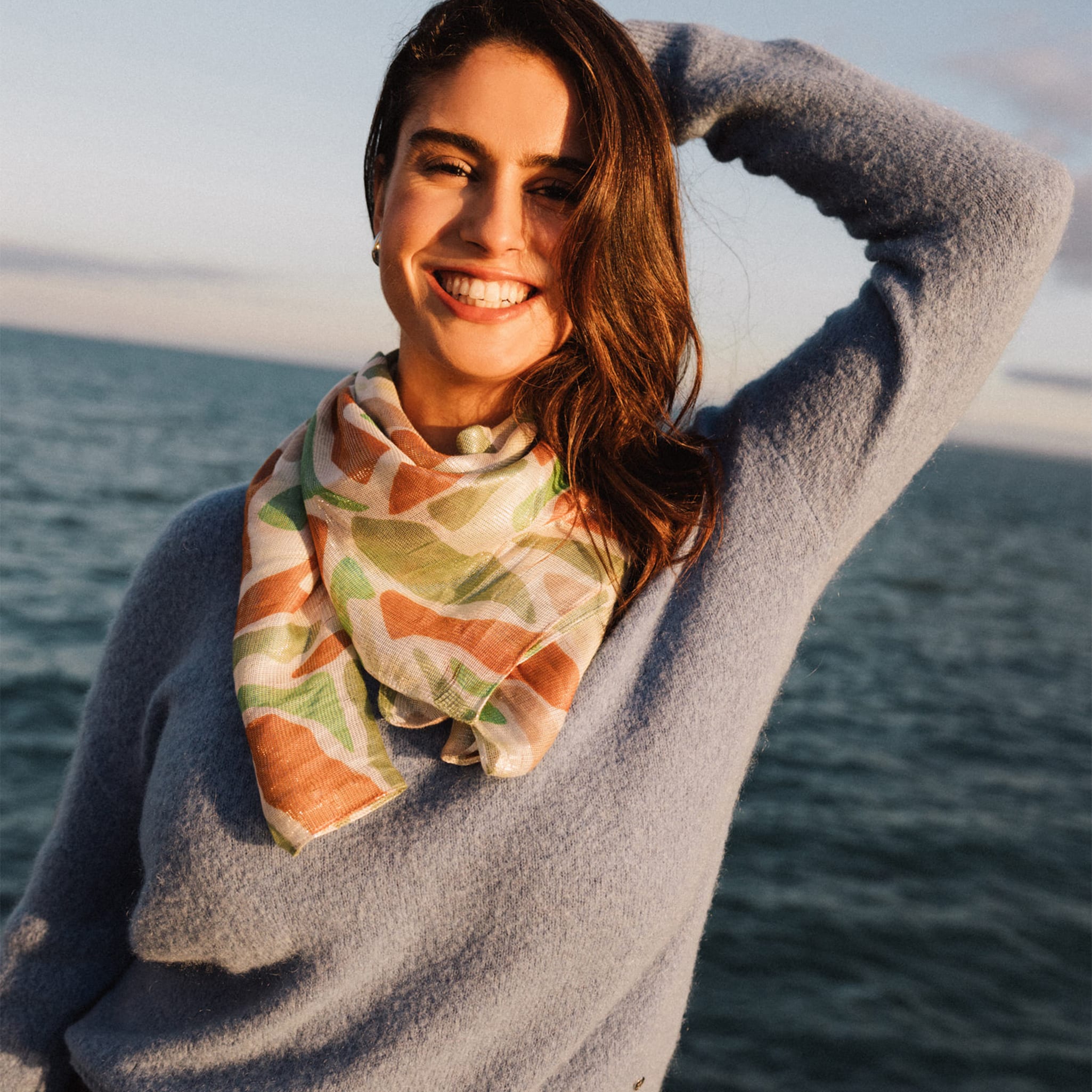 foulard fils metallises vert femme Foulard fils métallisés vert femme