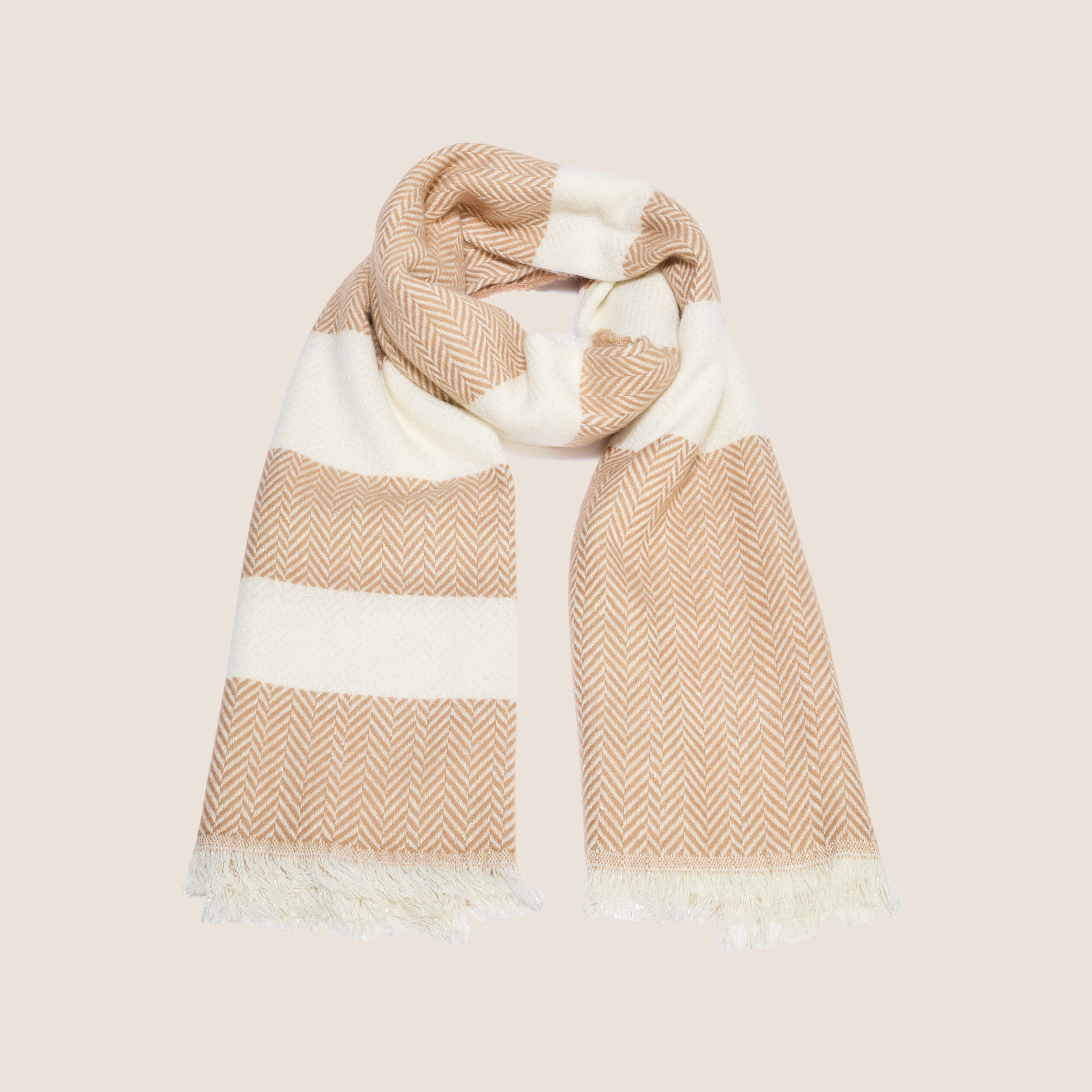 &Eacute;charpe &agrave; franges camel femme