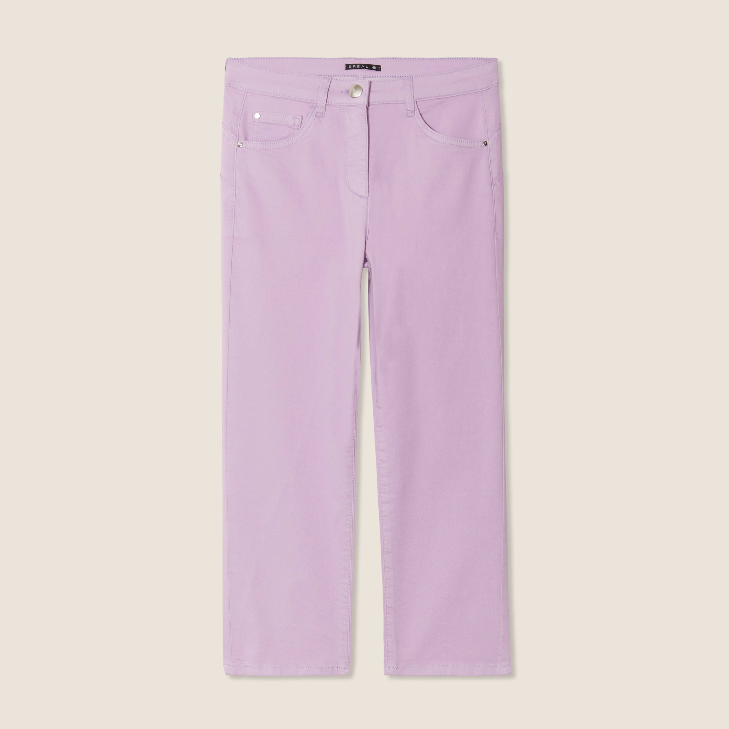 pantacourt droit taille standard mauve femme Pantacourt droit taille standard mauve femme
