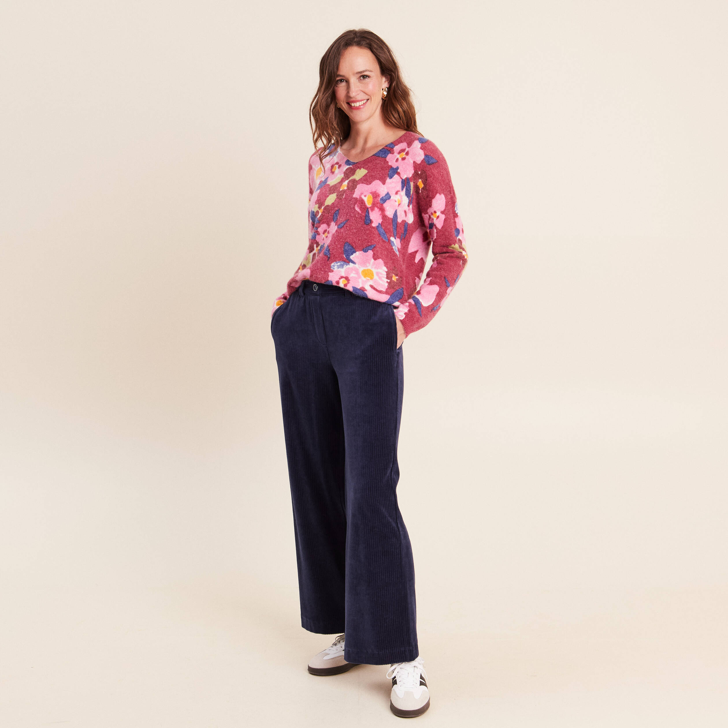 Pull manches longues rose femme