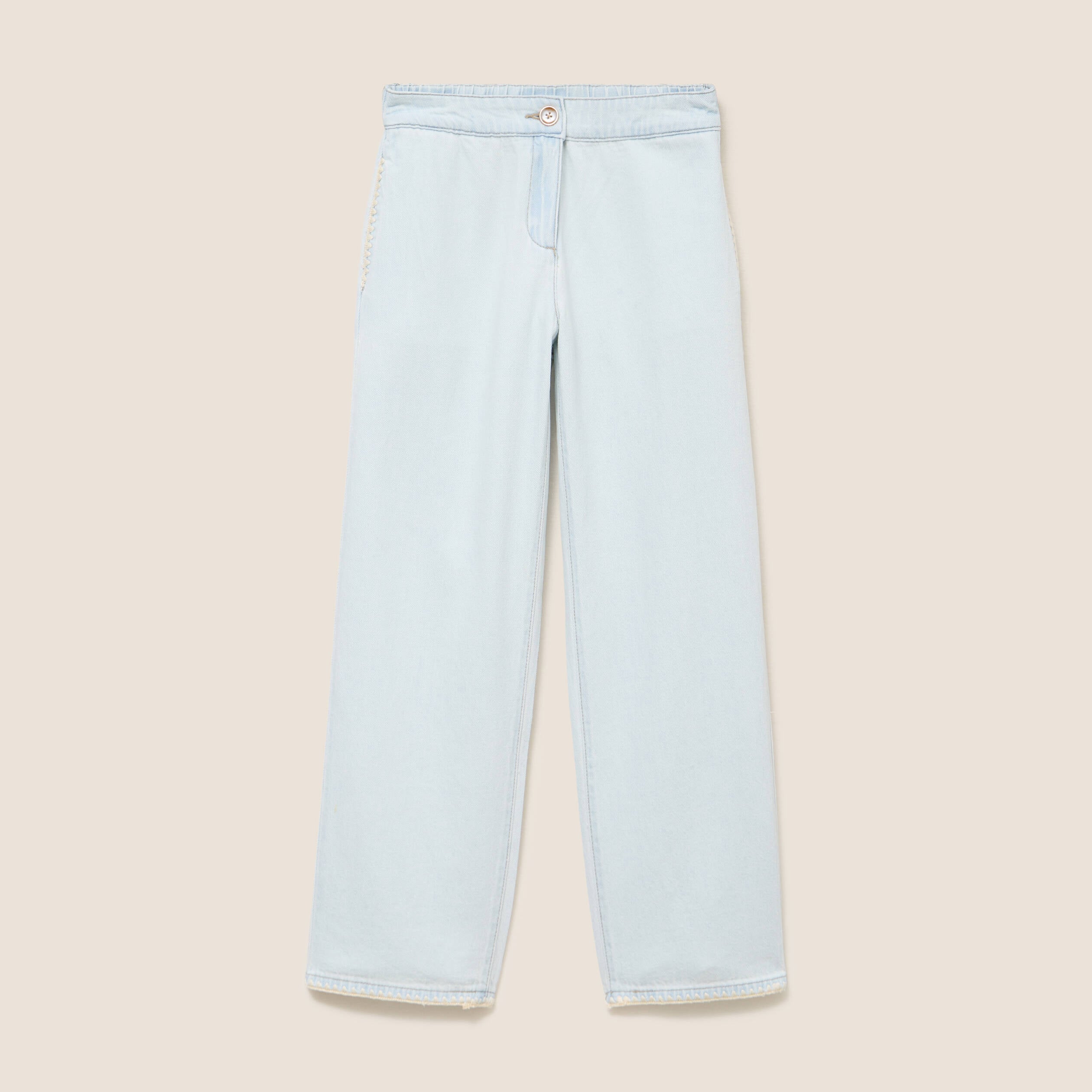 Jean large en coton denim bleach femme
