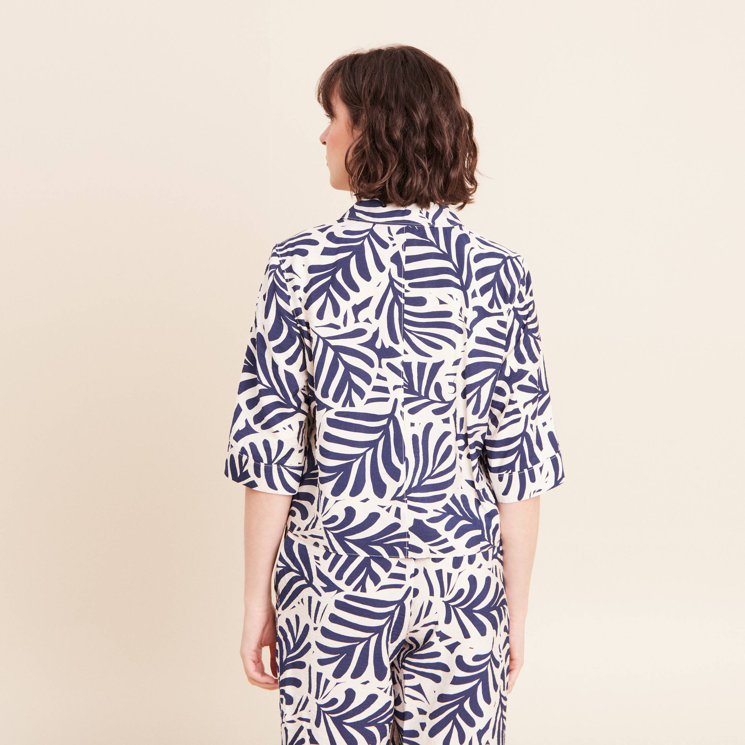 Veste courte manches 3/4 blanc femme