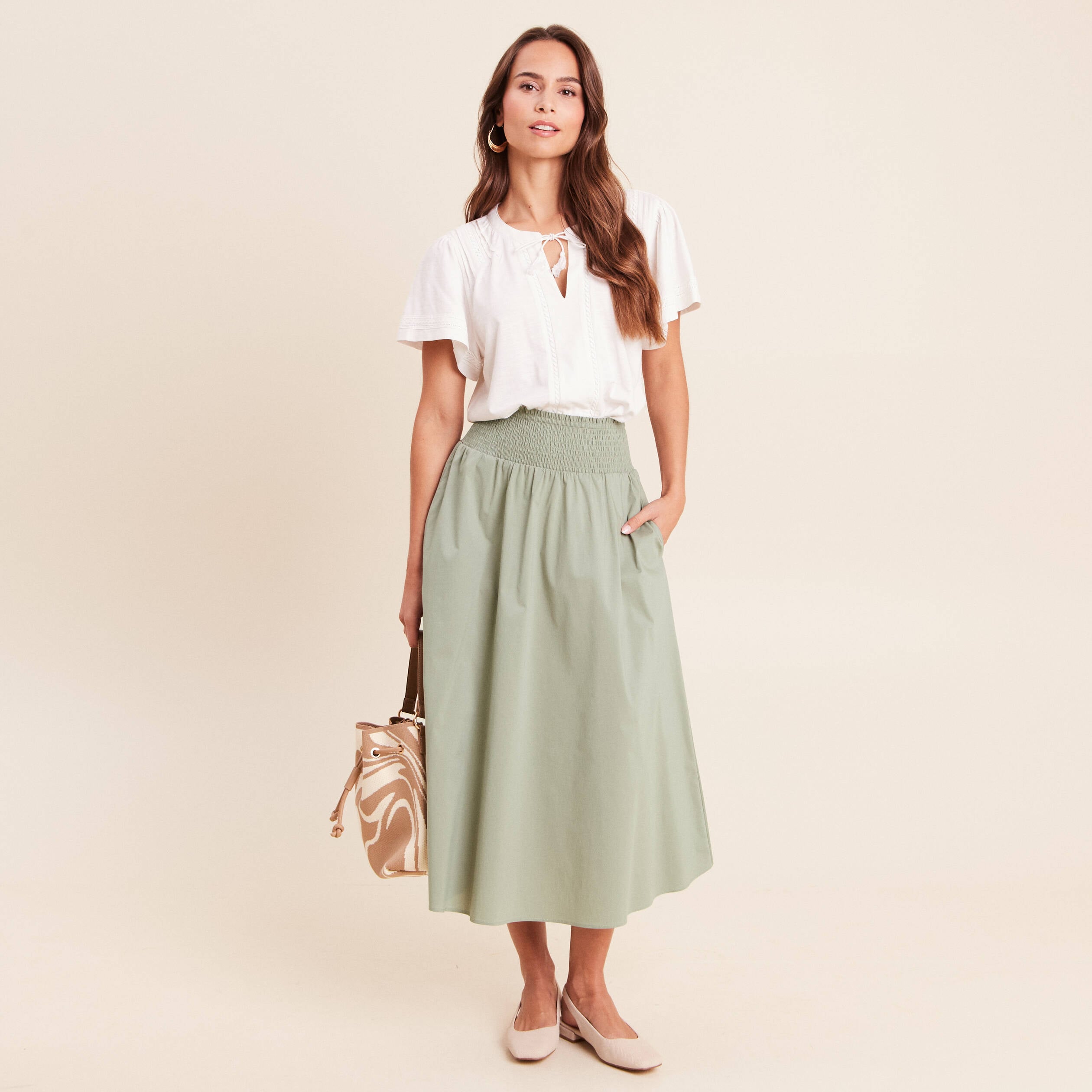 Jupe taille haute vert clair femme