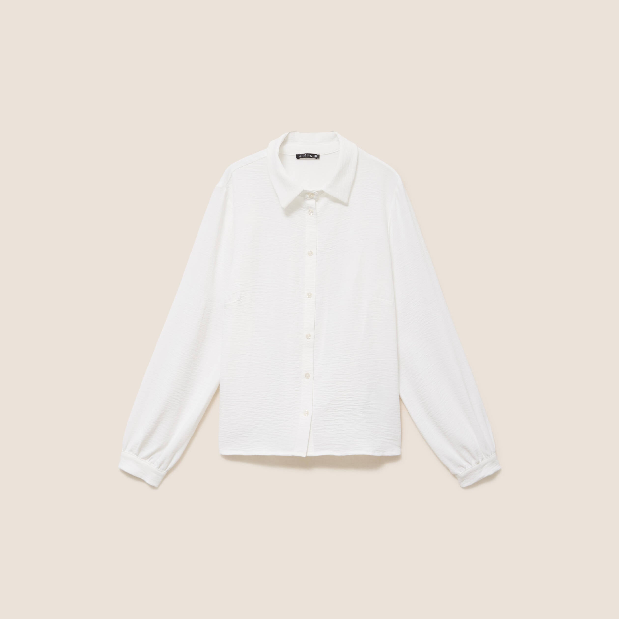 Chemise ample fluide &agrave; manches longues ecru femme