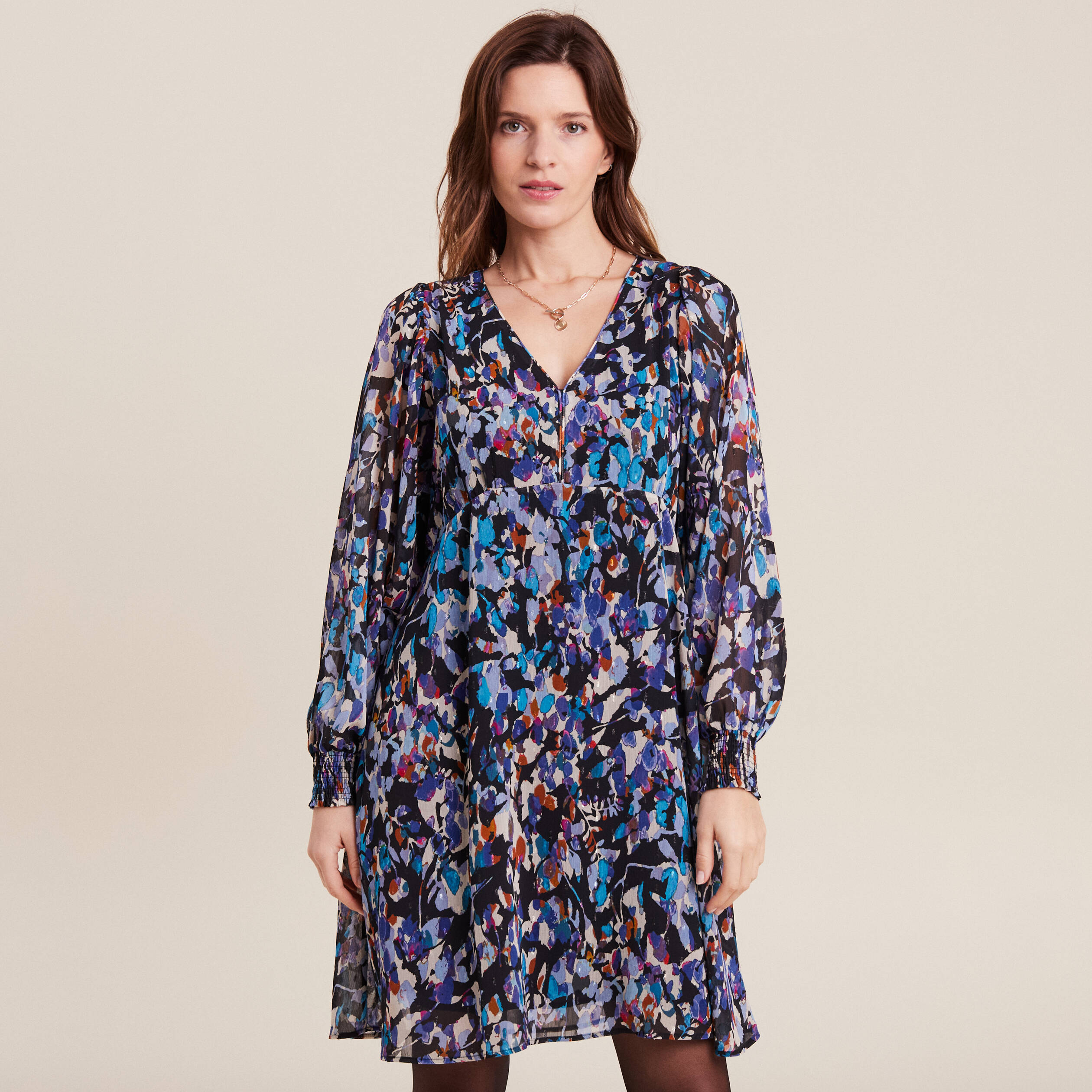 robe evasee manches longues bleu femme Robe évasée manches longues bleu femme