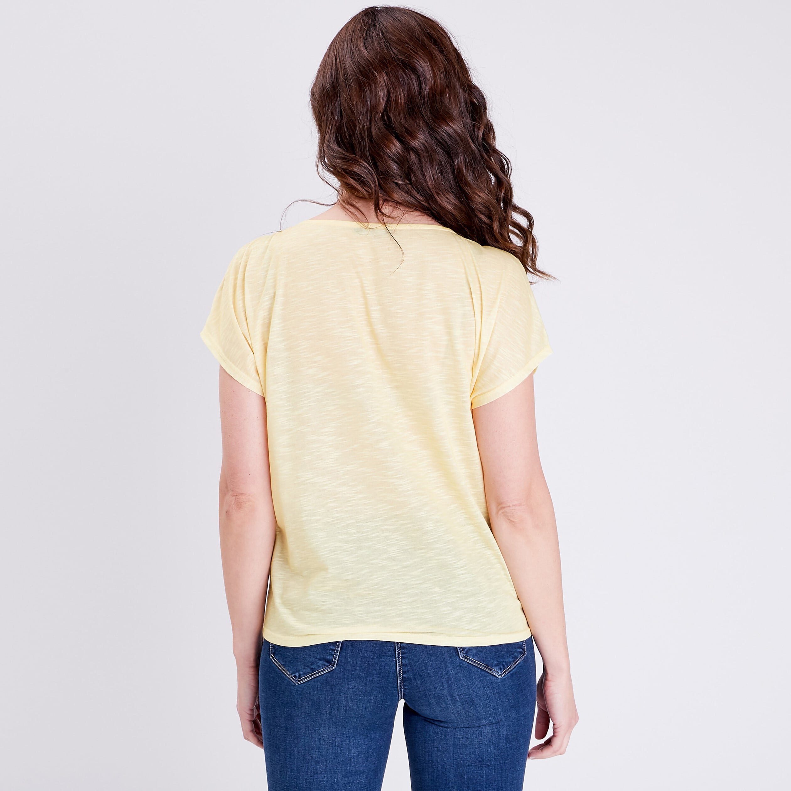 T-shirt manches courtes jaune clair femme