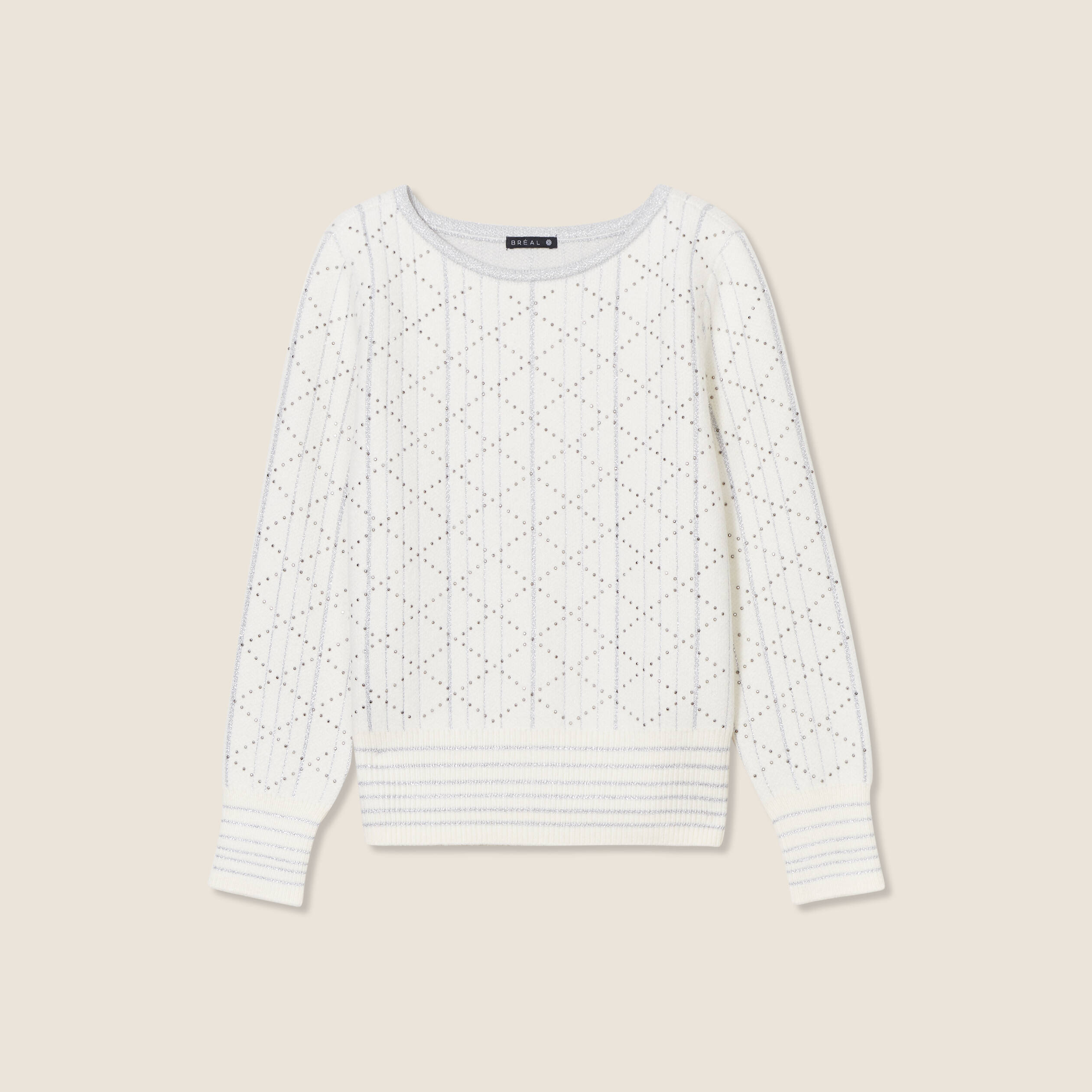 Bréal Pull Gris ArgentÃ© Femme Pull Manches Longues à Sequins