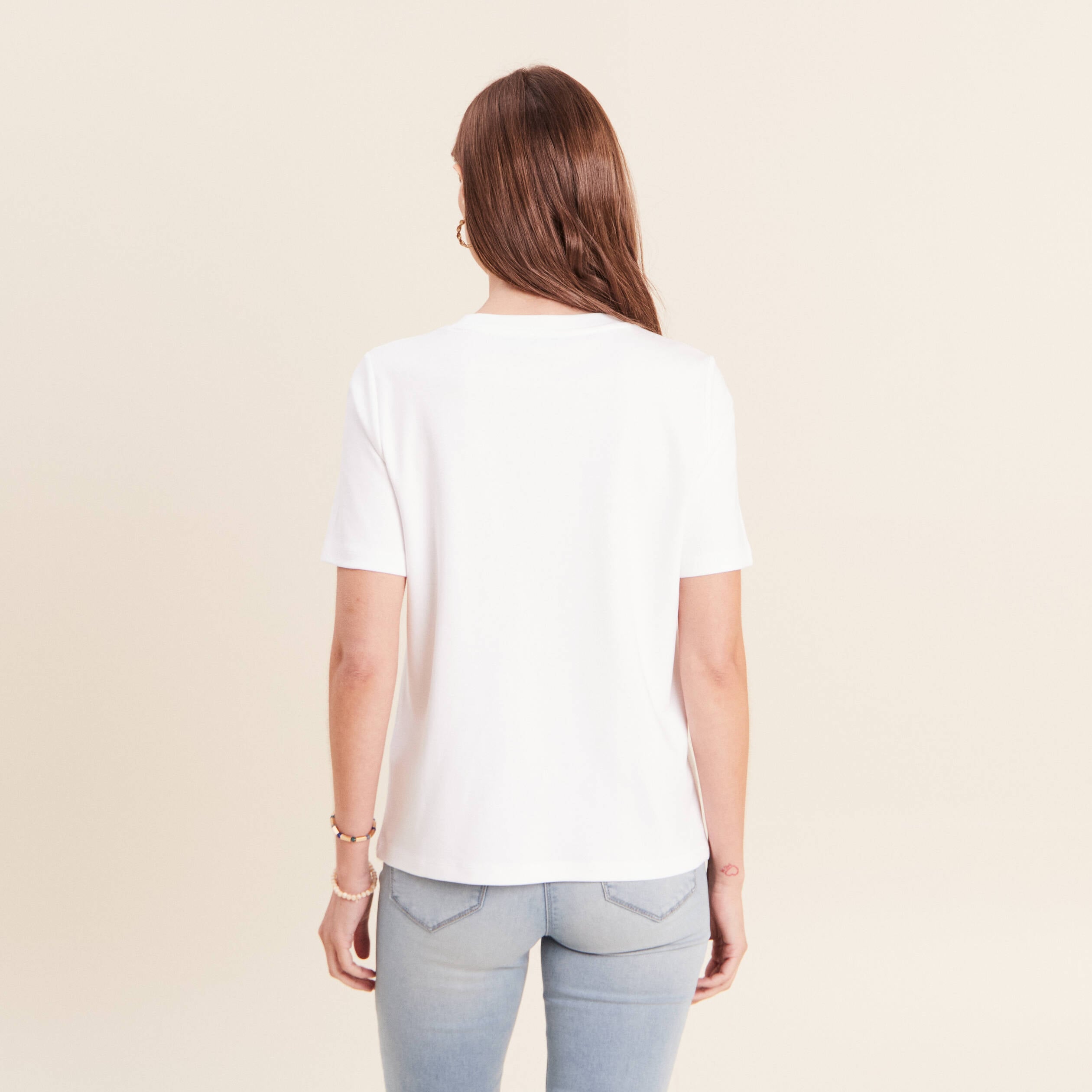 T-shirt manches courtes blanc femme