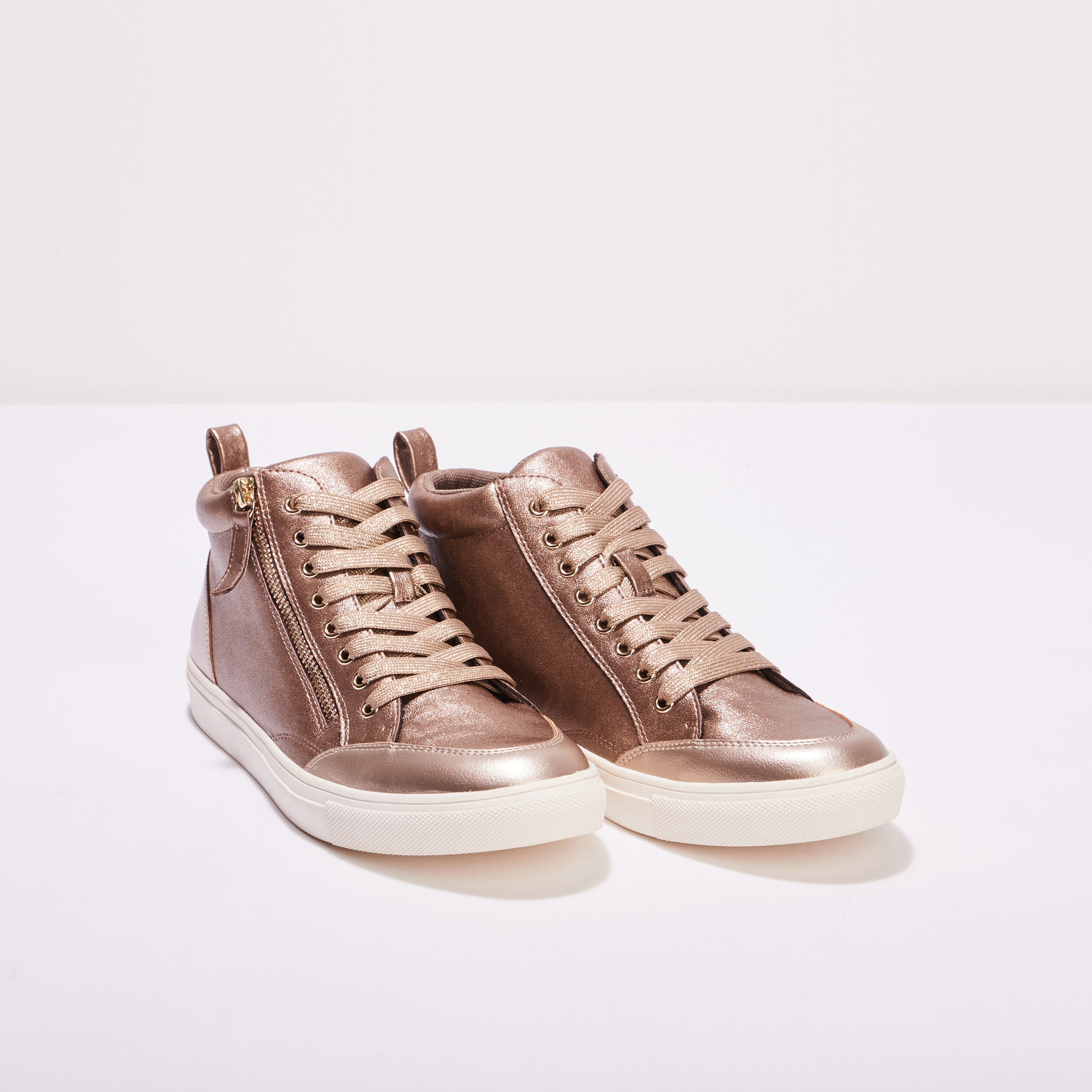 baskets montantes metallisees rose clair femme Baskets montantes métallisées rose clair femme