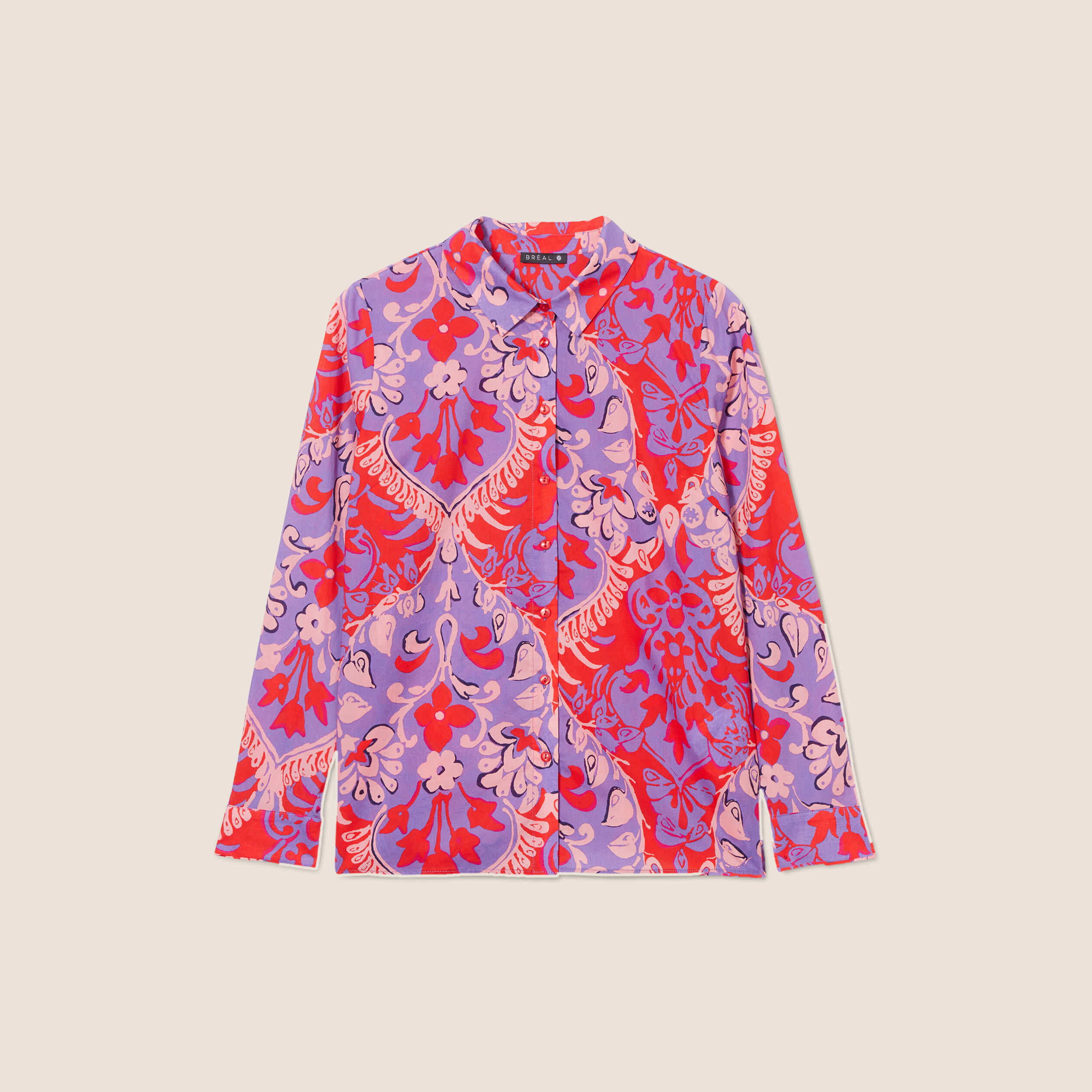 Chemise manches longues rouge femme