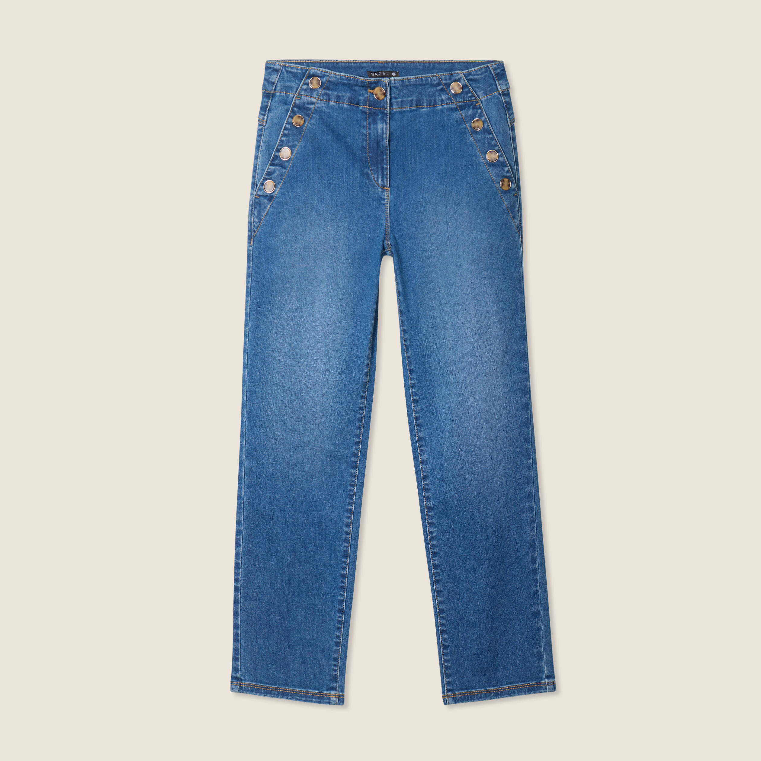 jean droit 78eme a pont denim stone femme Jean droit 7/8ème à pont denim stone femme