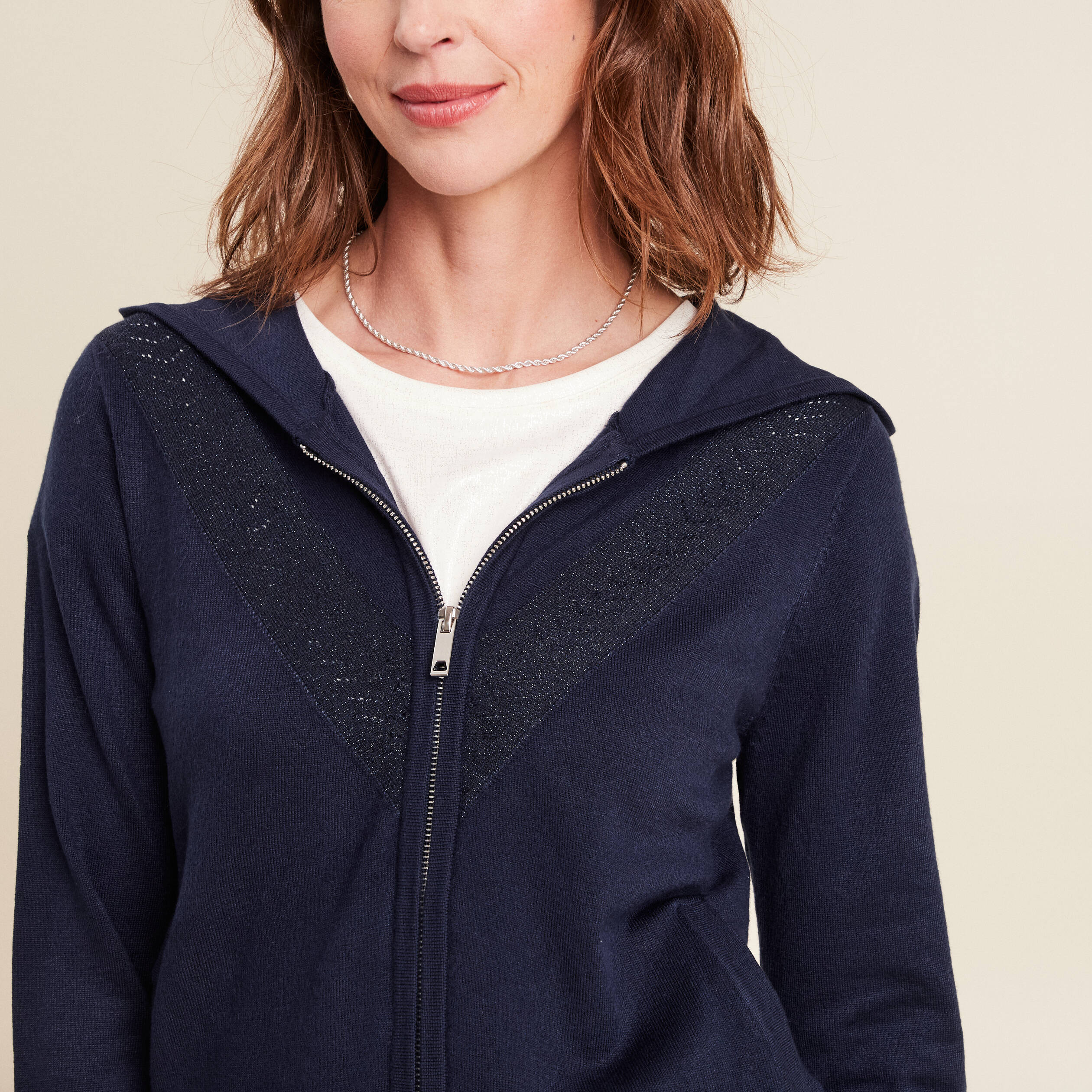 Gilet avec capuche bleu marine femme Vibs