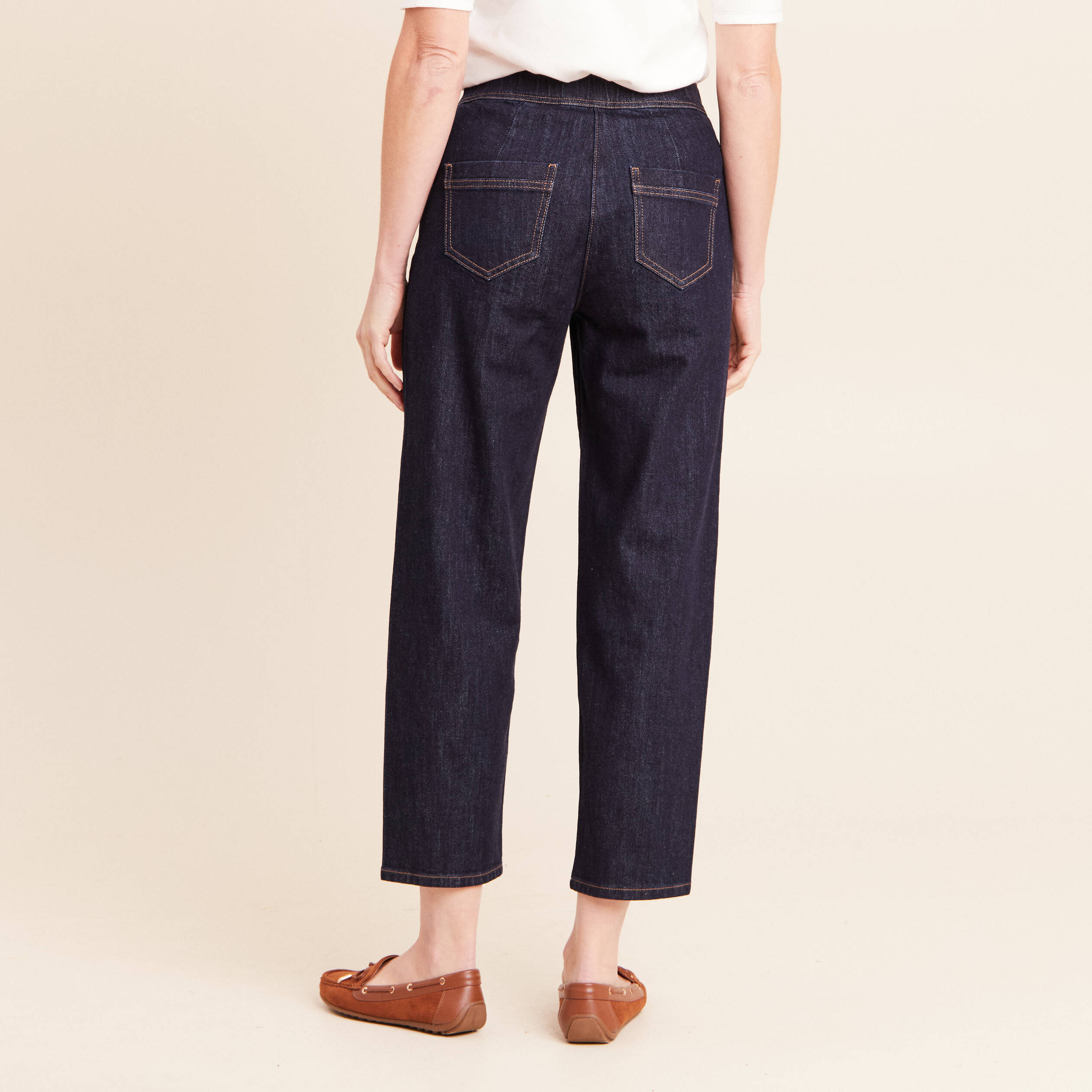 Jean coupe barrel 7/8&egrave;me denim brut femme