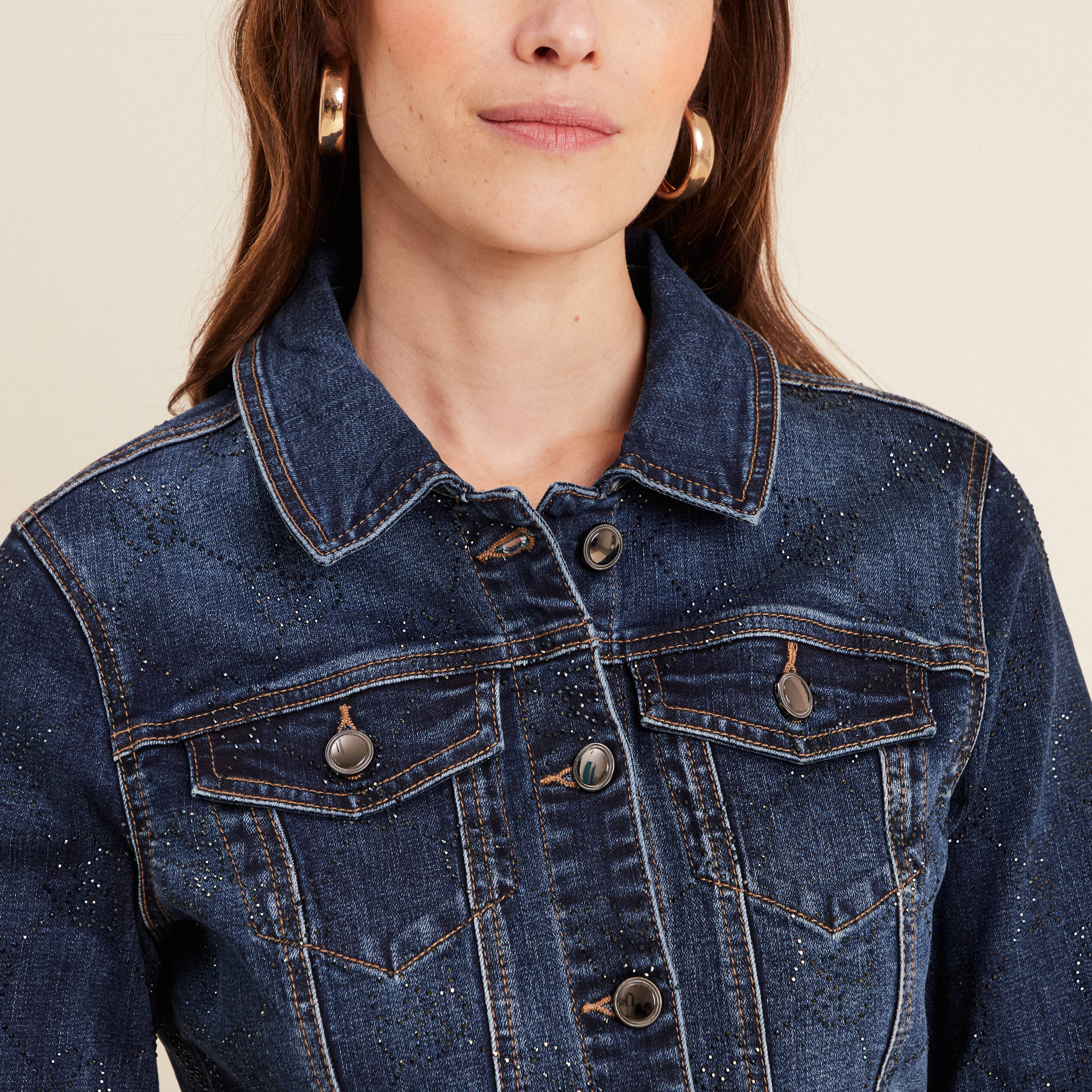 veste en jeans strass denim stone femme Veste en jeans strass denim stone femme
