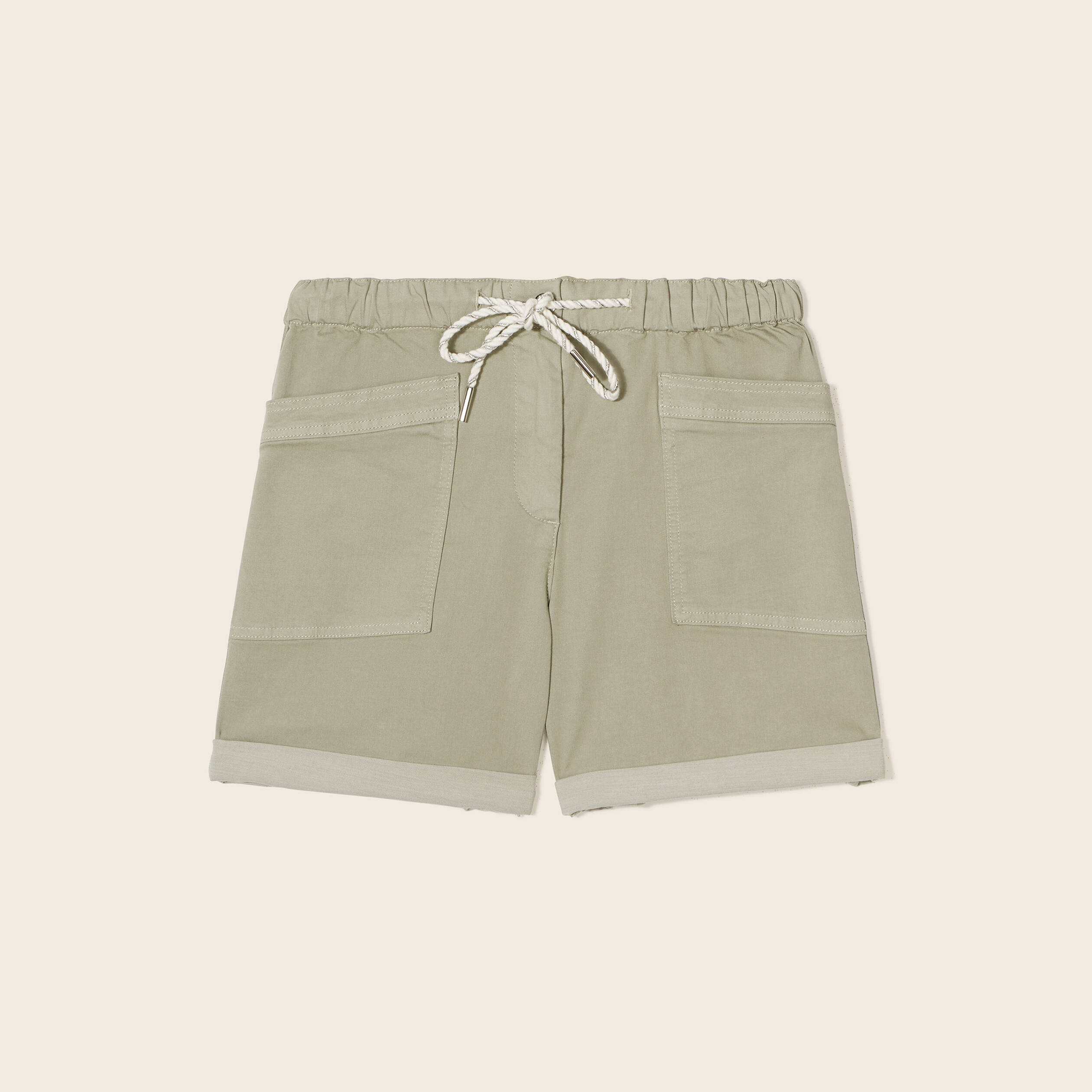 Short droit taille &eacute;lastiqu&eacute;e vert clair femme