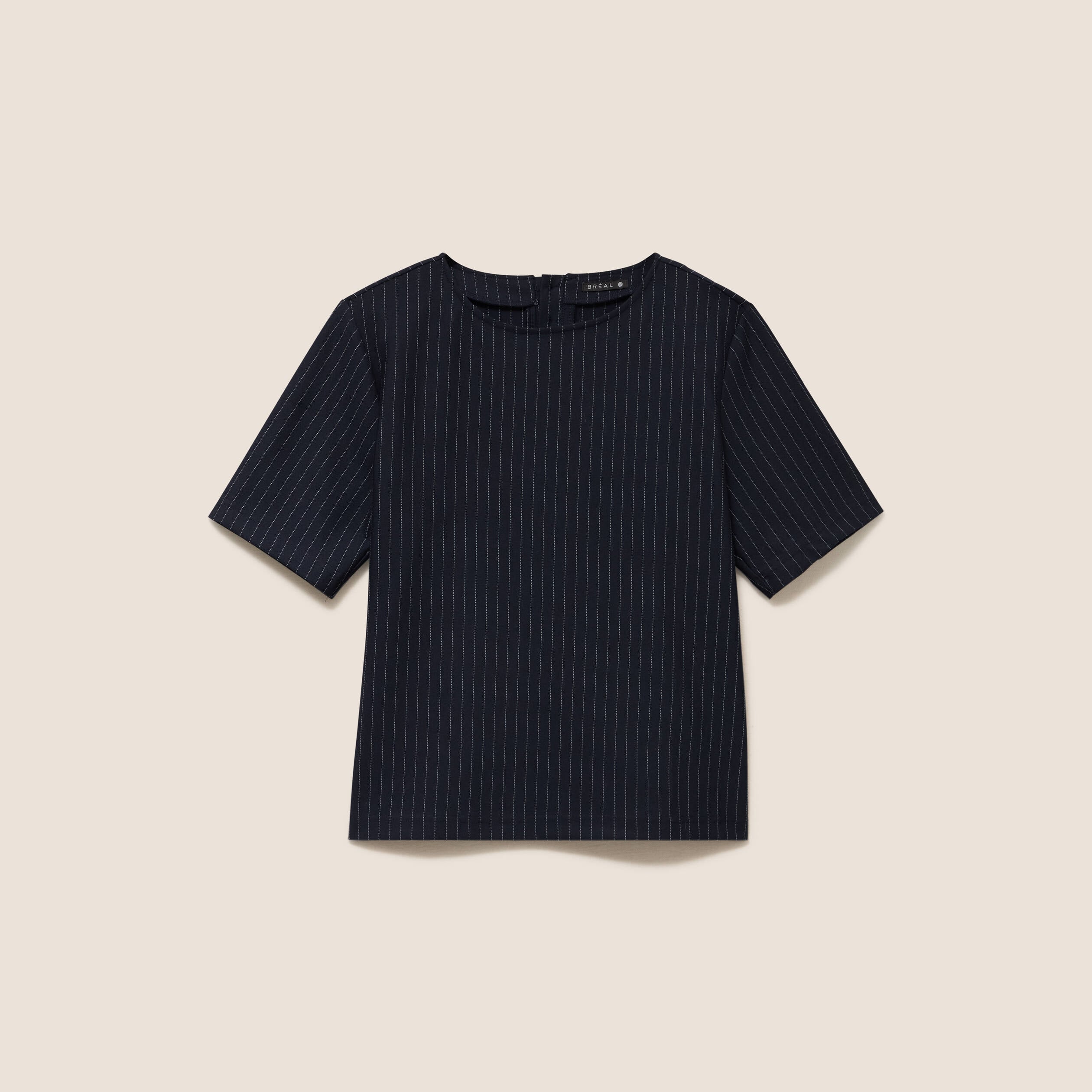 T-shirt droit col rond manches courtes bleu femme