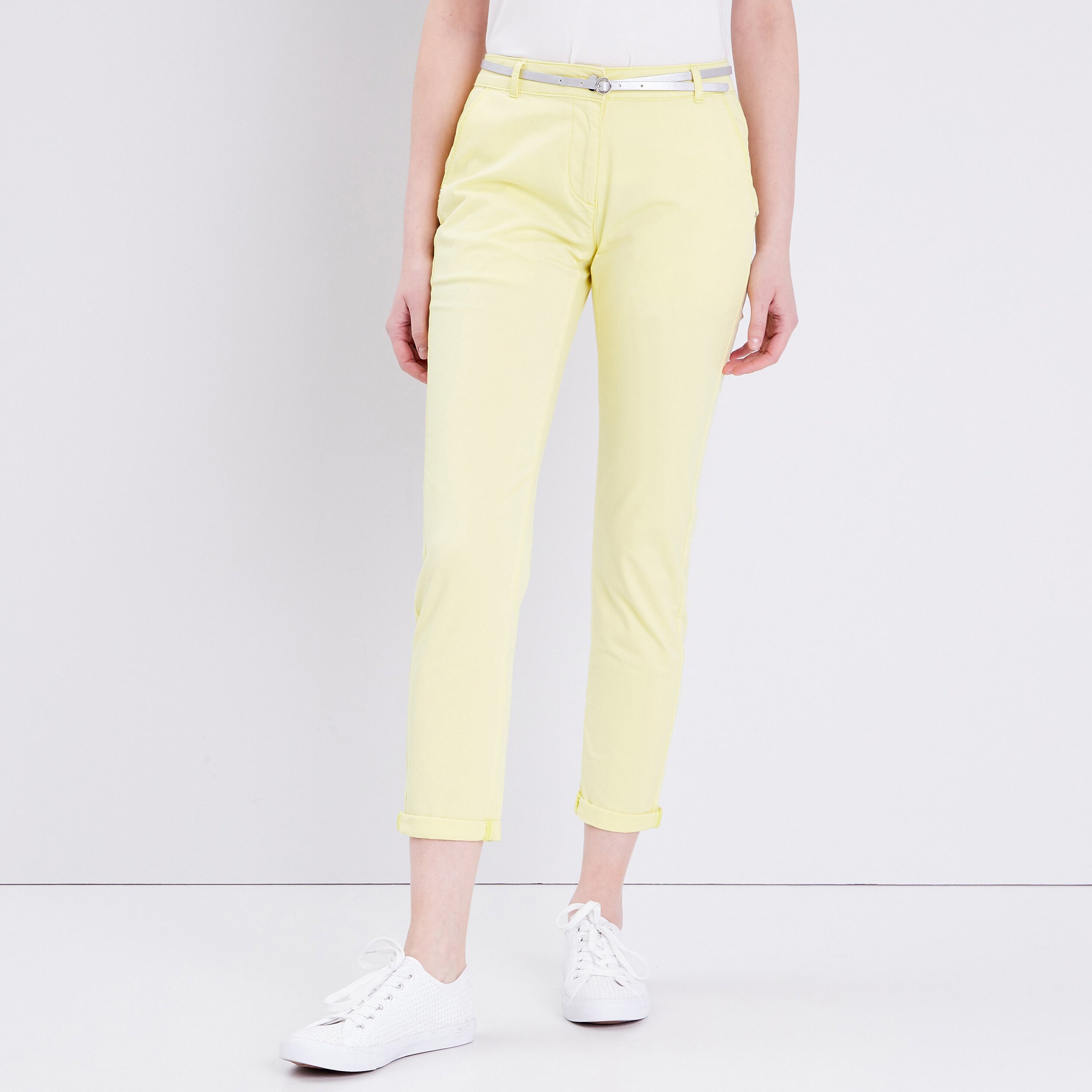 pantalon chino droit jaune pastel femme Pantalon chino droit jaune pastel femme