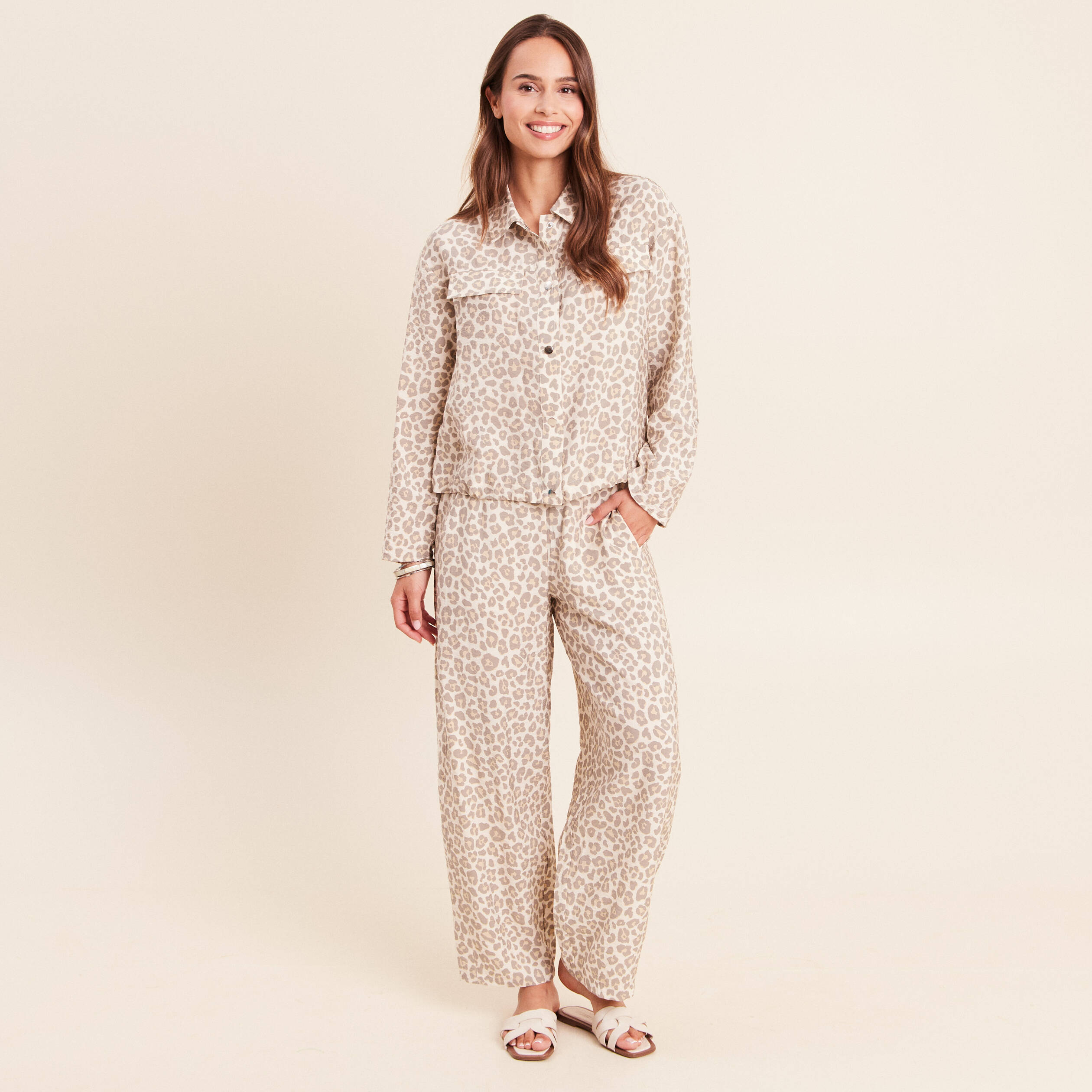 Pantalon coupe barrel taille haute blanc femme